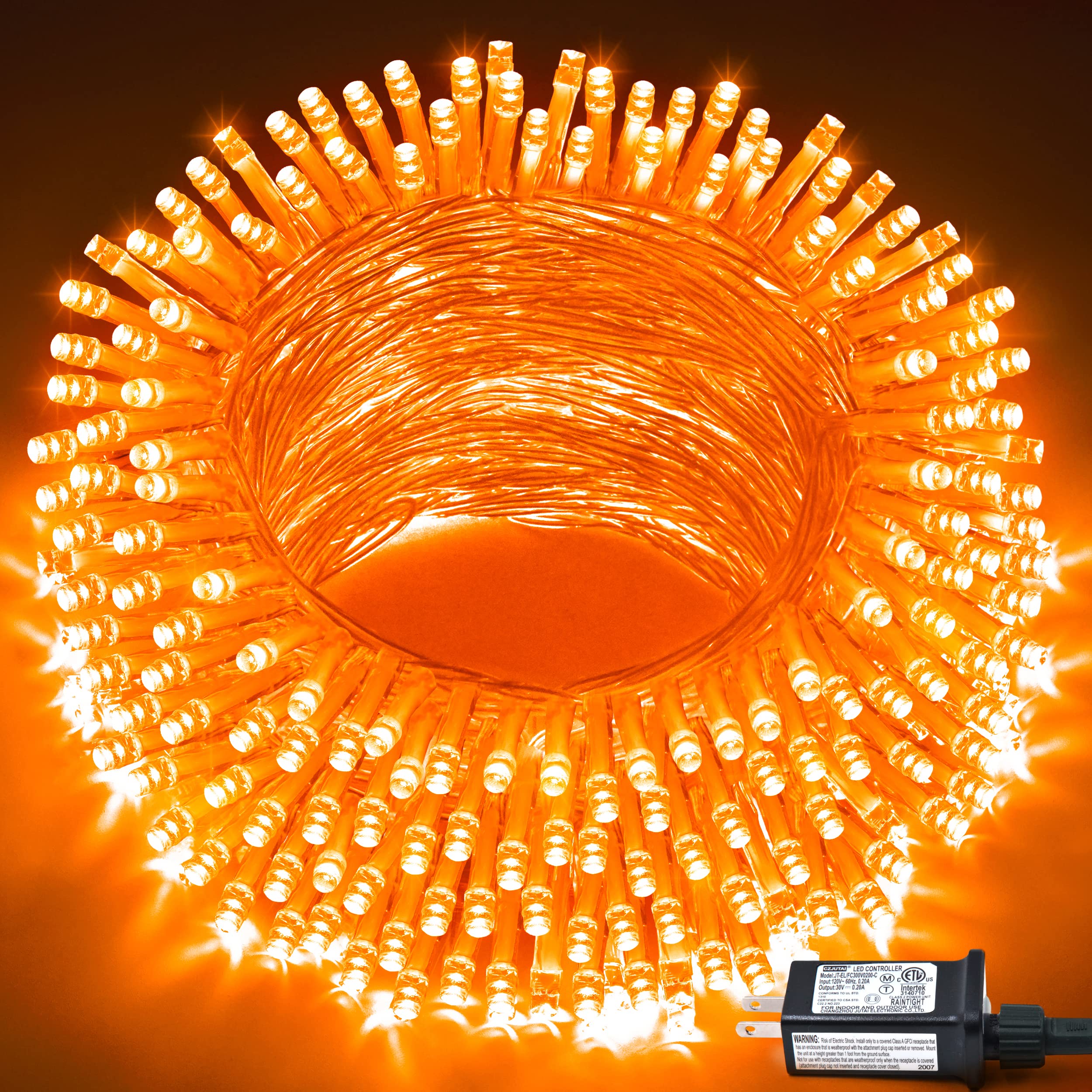 Jmexsuss 100 Led Orange String Lights, 8 Modes Orange Halloween Lights Indoor, 33Ft Orange Lights Outdoor Waterproof For Hallowe
