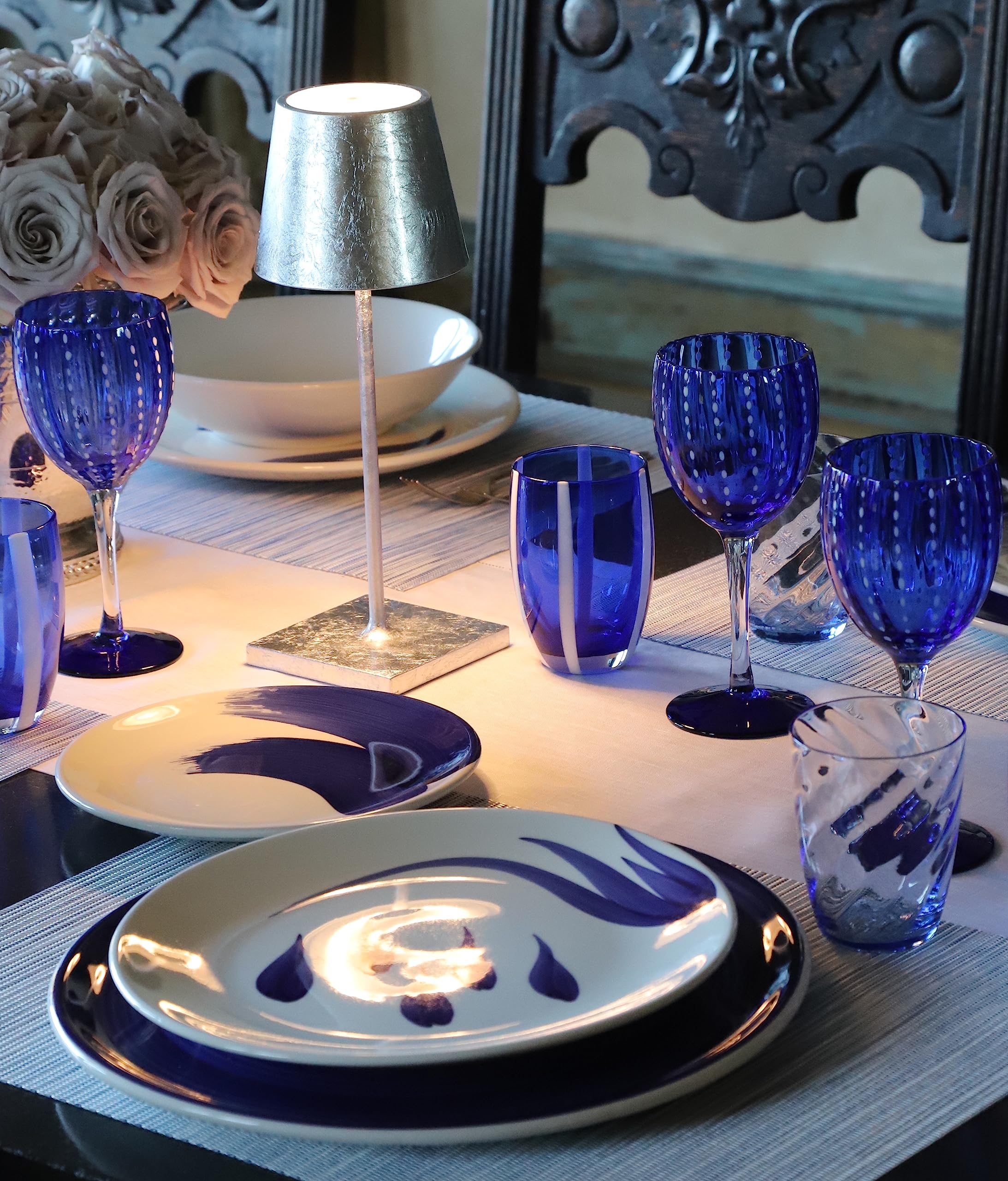 Zafferano, Poldina Pro Mini Lamp With Silver Leaf, Rechargeable Cordless Table Lamp With Touch Controls, Usable As An Indoor Lam