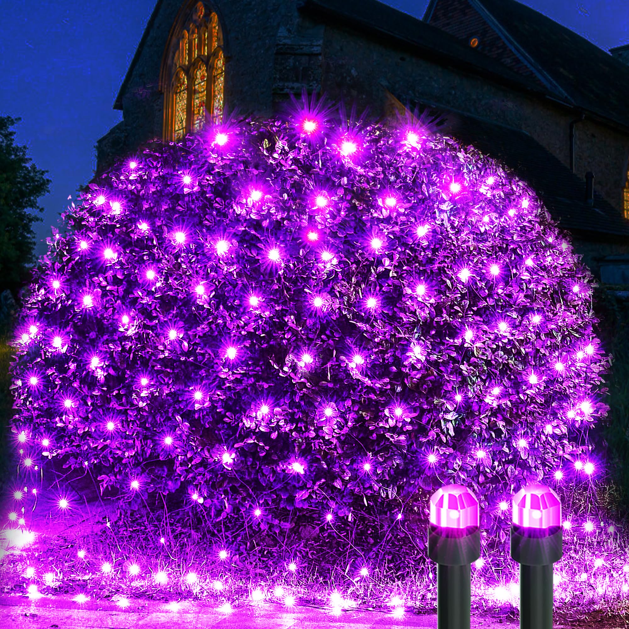 WBao Halloween Lights Outdoor 200LED F8 Big Bulbs, 8.4ft x 5.2ft Halloween Net Lights with 8 Modes, Timer, Connectable, Waterpro