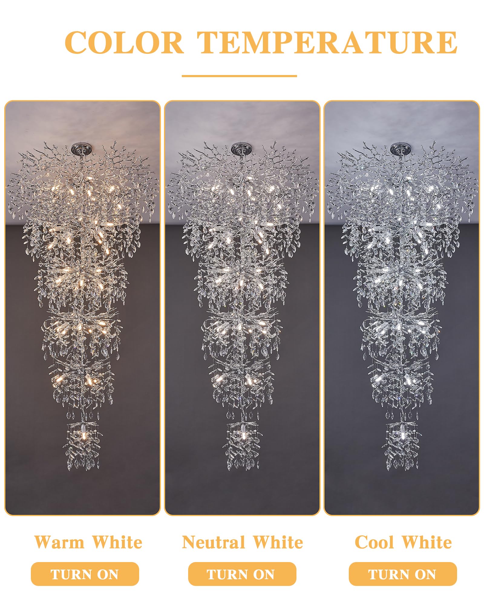 Luxury Silver 6-Tier Large Foyer Entrance Crystal Chandeliers Modern Long Staircase K9 Chandeliers For High Ceiling Big Crystal