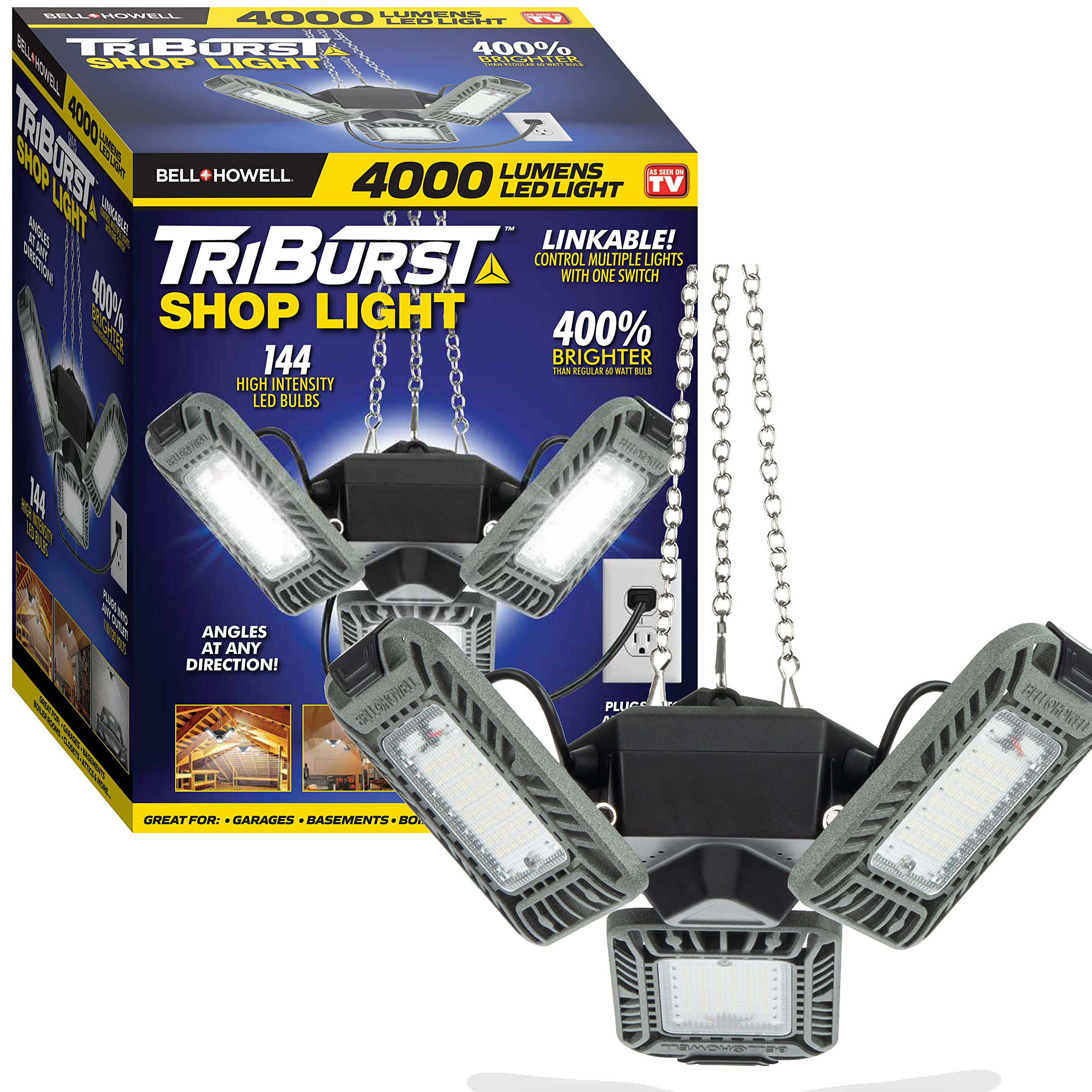 Triburst LED Shop Lights for Workshop, 4000 Lumens Super Bright Garage Lighting, LED Garage Lights, LED Shop Light, Ceiling Ligh