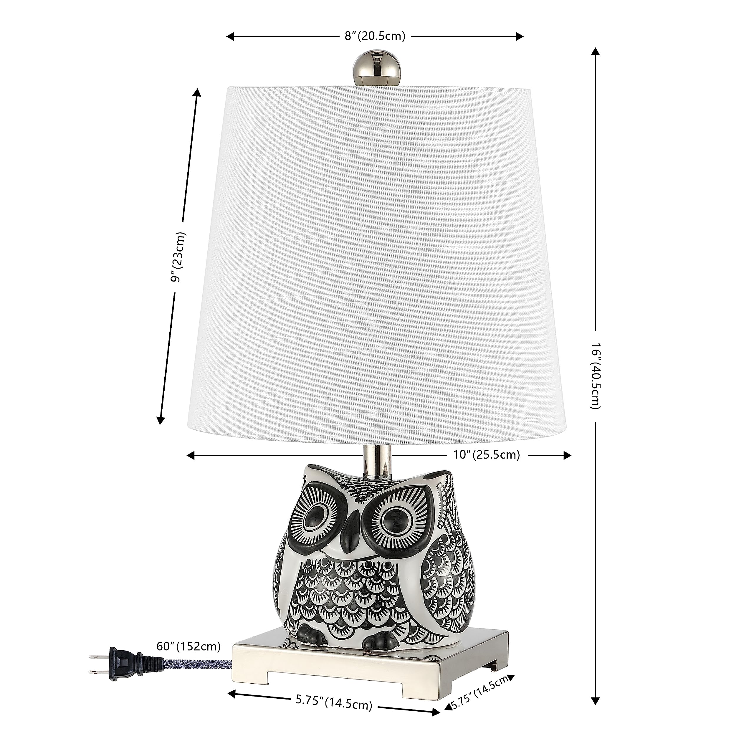 Jonathan Y Justina 16 Ceramic Mini Led Table Lamp, Black/White, Model Jyl3014C, Perfect For Bedroom, Living Room, Office, Kids Room