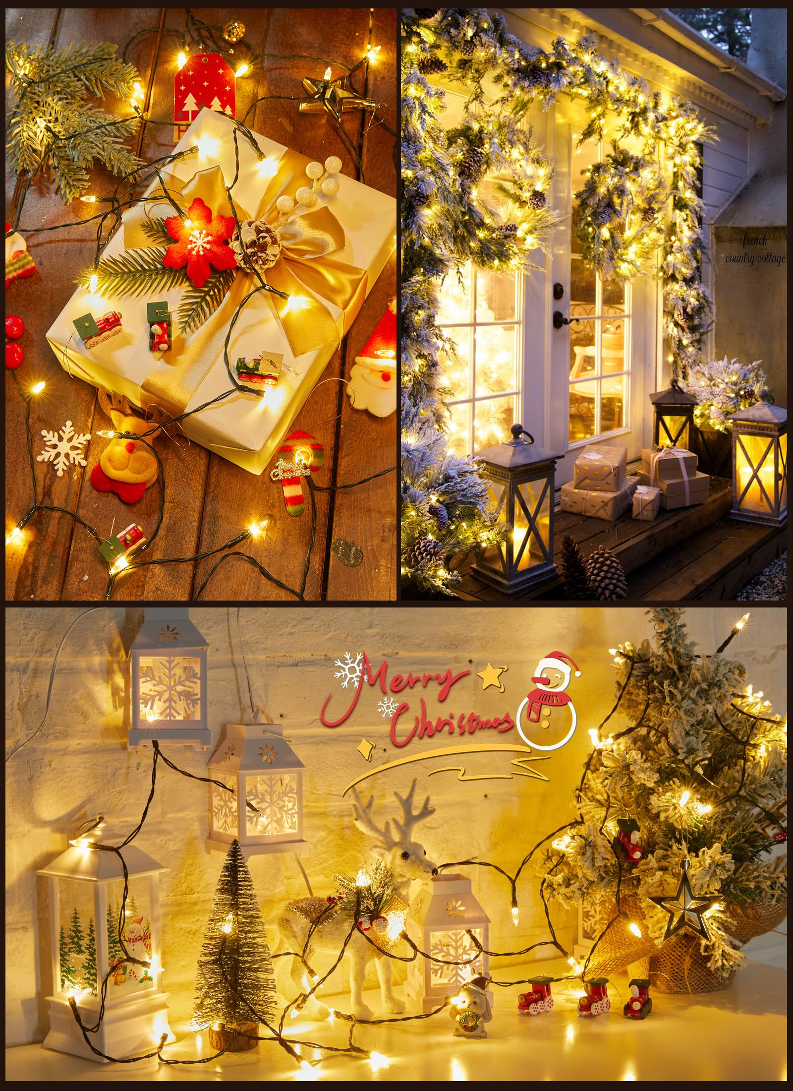 Brightown Battery Operated Christmas String Lights, 20 LED, 8ft, Warm White, 4 Pack, Model 3352aa11