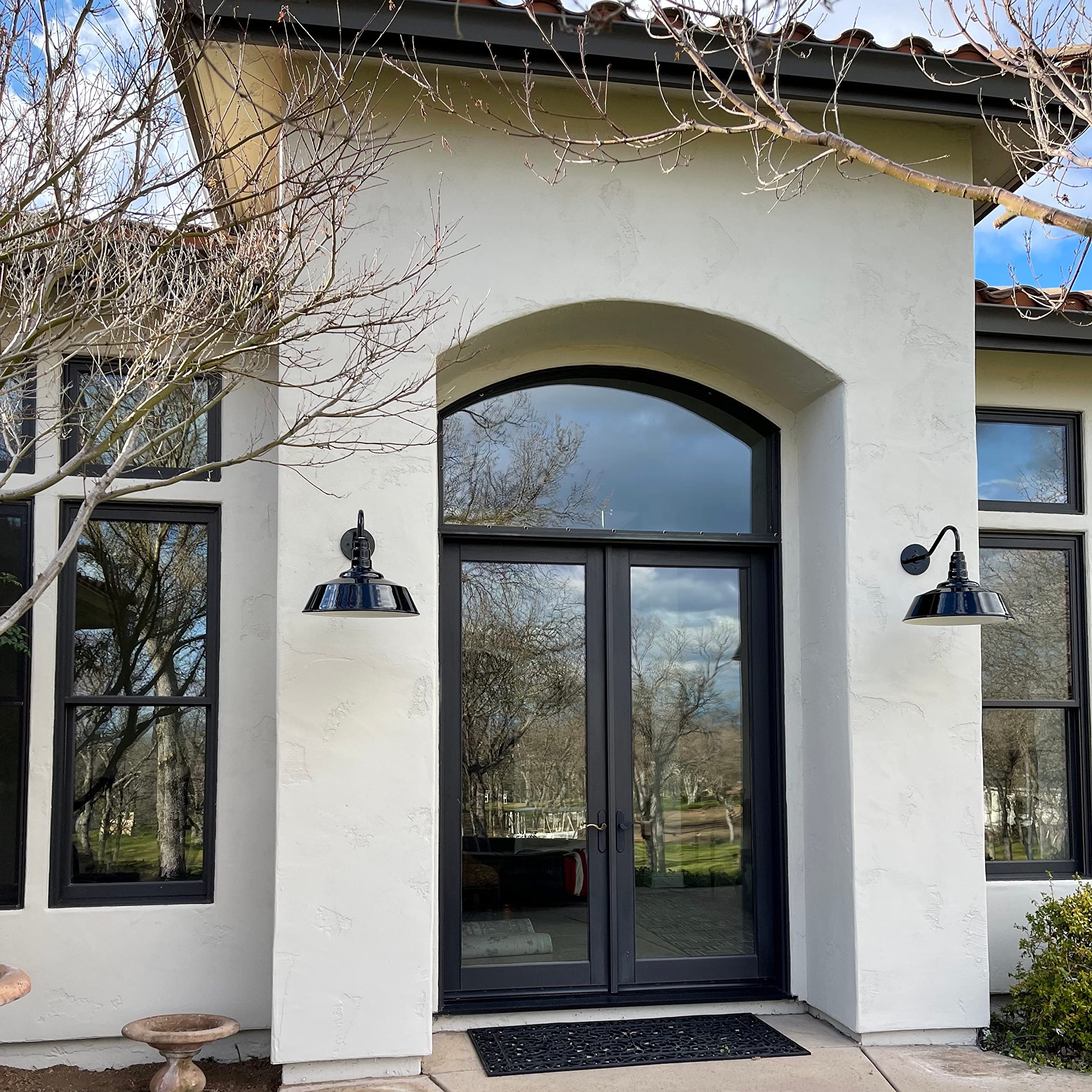 Steel Lighting Co. Redondo Barn Light - 20&quot; Dome, 23&quot; Gooseneck, Green, Outdoor Wall Mount