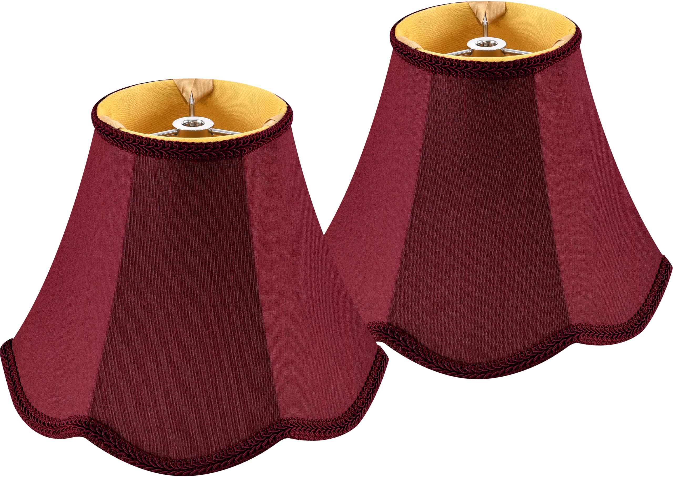 GOSO 8 Scalloped Lamp Shades Set of 2 Small Mini, 48 6.4 Spider Burgudy Red Victorian Lampshade for Table Lamps,Wall Lamp Bell L