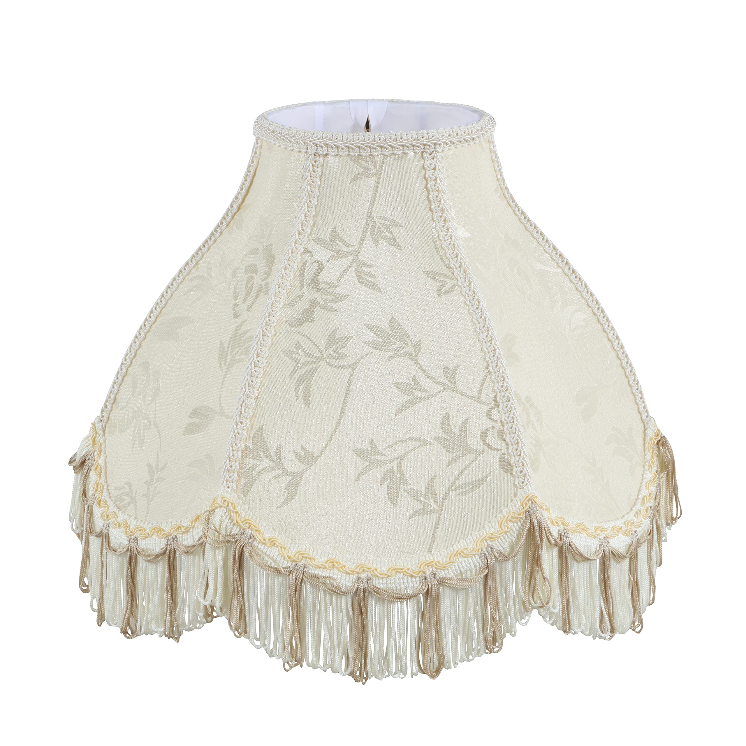 Aspen Creative 30334 Scallop Bell, Jacquard Textured Fabric Spider Lamp Shade, 5&quot; Top x 13&quot; Bottom x 9 1/2&quot; Slant Height, Ivory