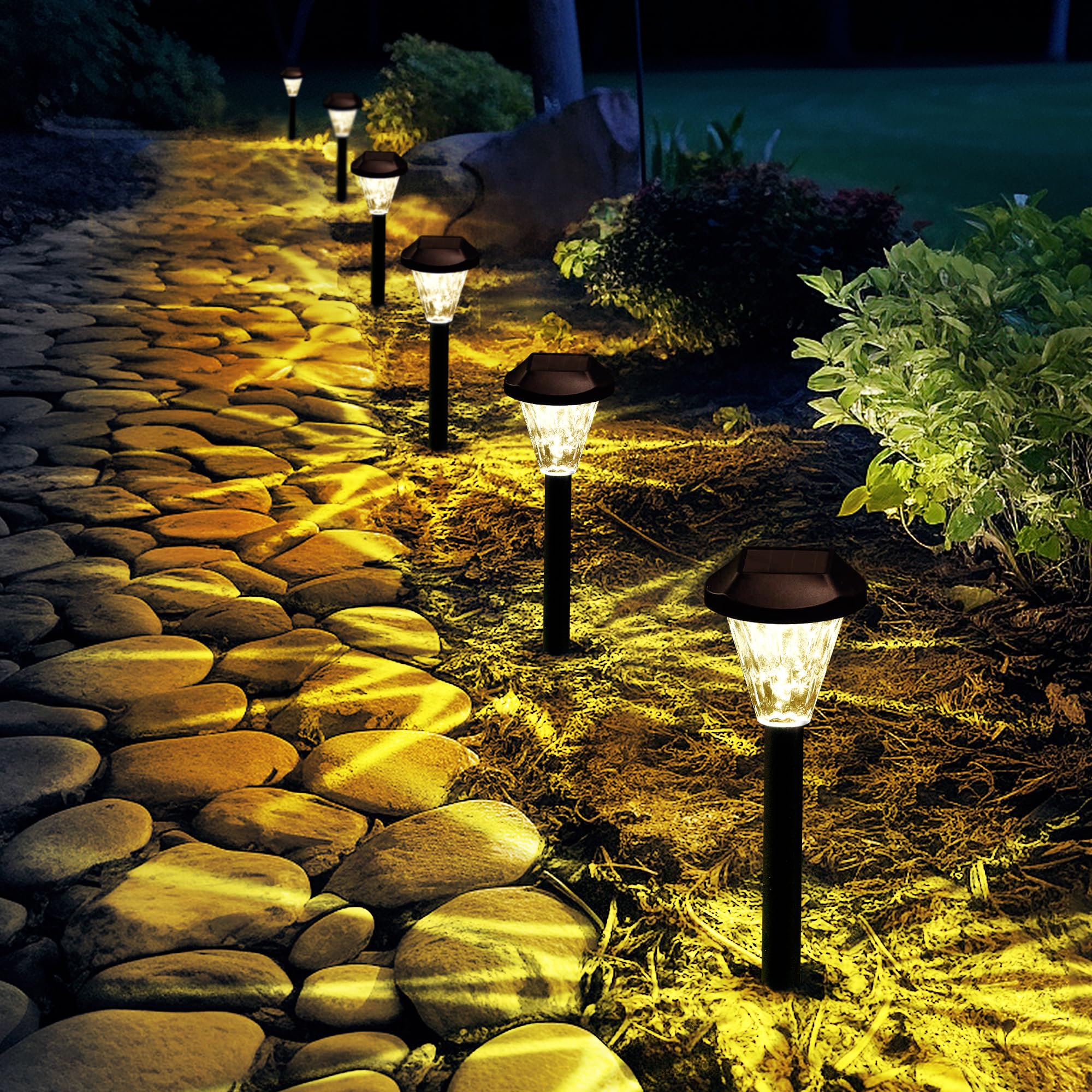 GIGALUMI 12 Pack Solar Lights Outdoor Waterproof,New Upgraded Solar Lights for Outside,Solar Garden Lights,Solar Outdoor Lights 