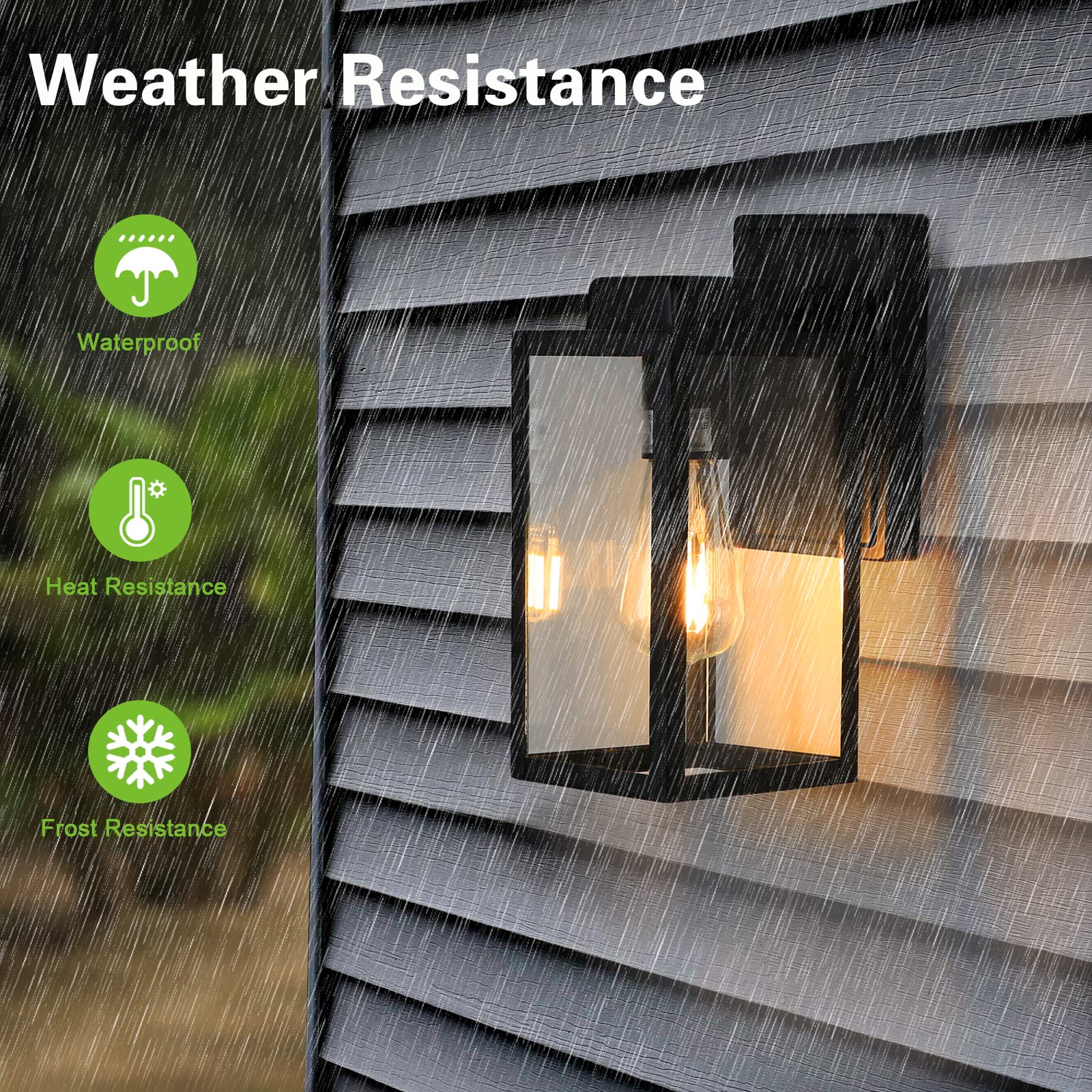 Hykolity Outdoor Wall Lantern, Waterproof Exterior Wall Sconce Light Fixture, Anti-Rust Wall Mount Light With Clear Glass Shade,