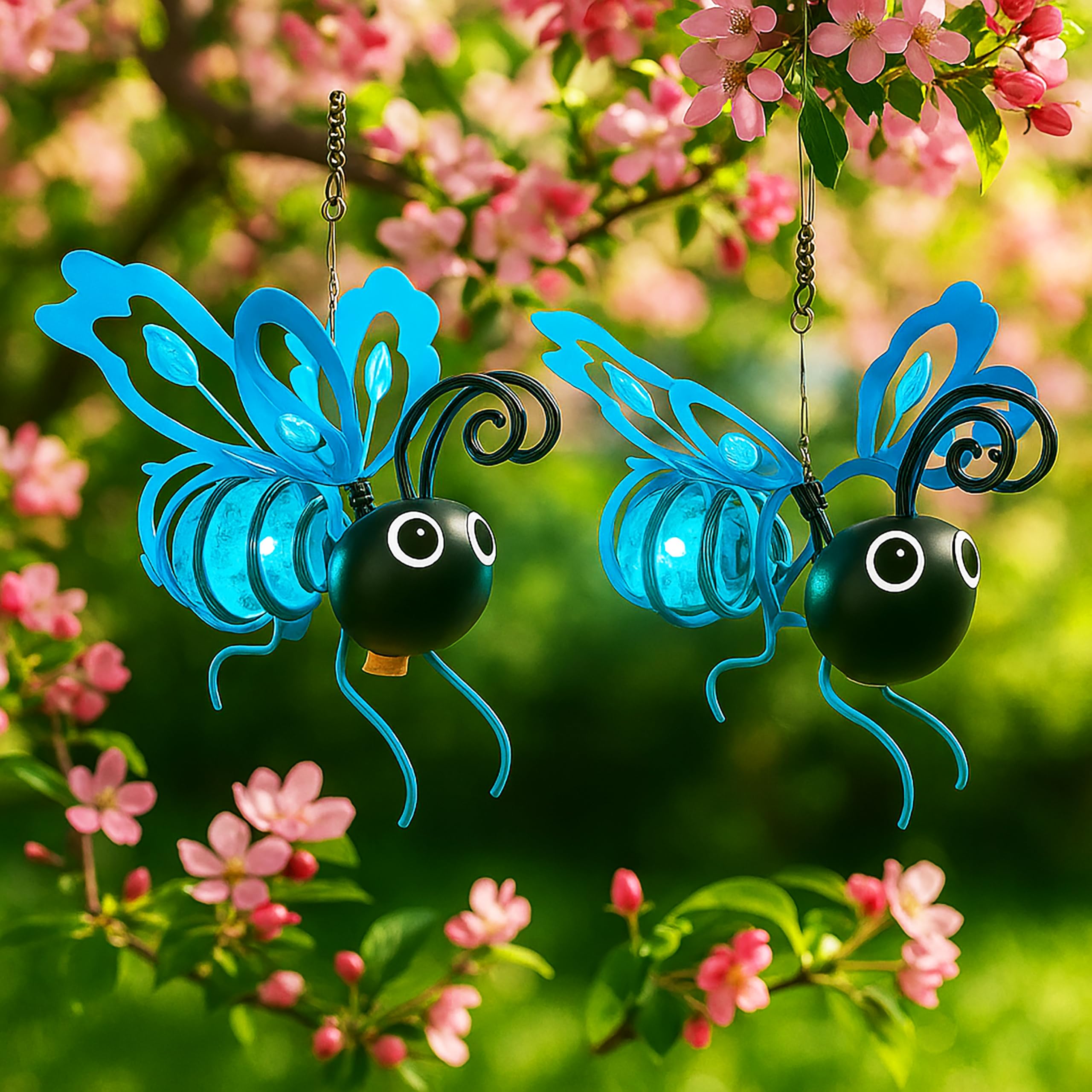 Solar Butterfly Lights Outdoor for Garden - Hanging Metal Insect Light with Hook, Waterproof Butterfly Decorations for Yard, Pat