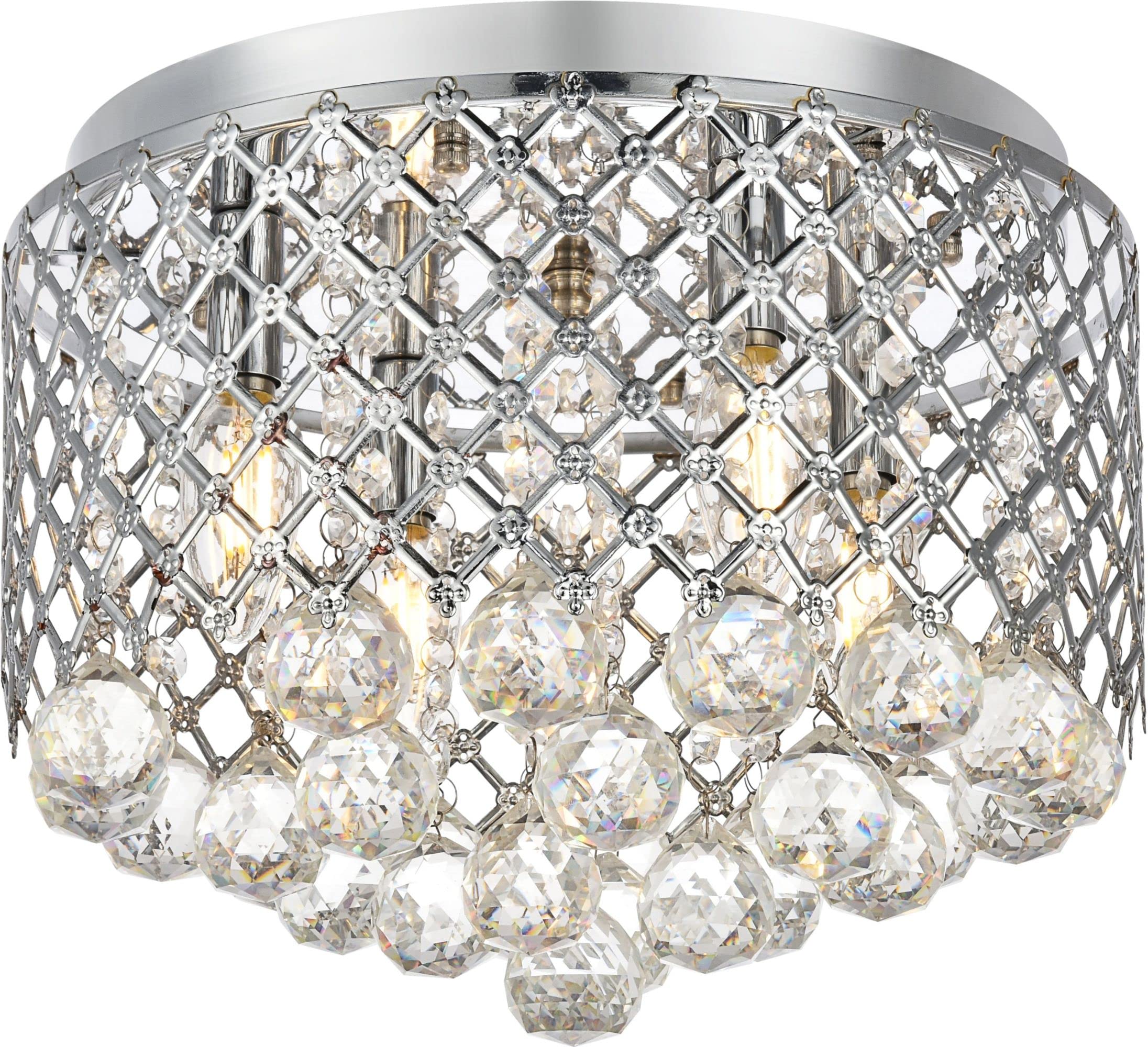 Elegant Lighting LD5010F13 Tully 4 Light 13-1/2'' Wide Flush Mount Ceiling Fixtur  Chrome