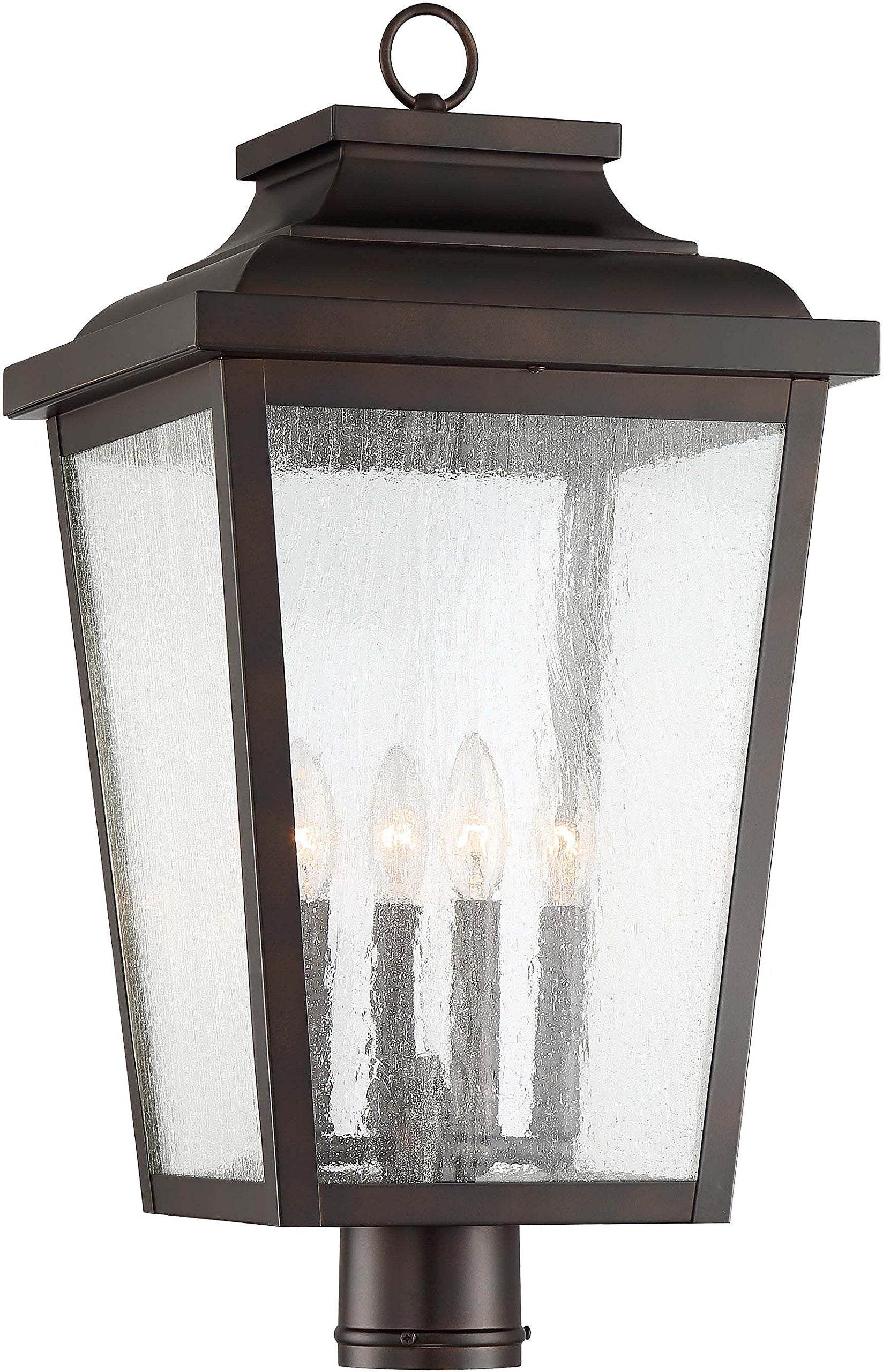 The Great Outdoors Irvington Manor XL Post Mount in Chelesa Bronze Finish with Clear Seeded Glass