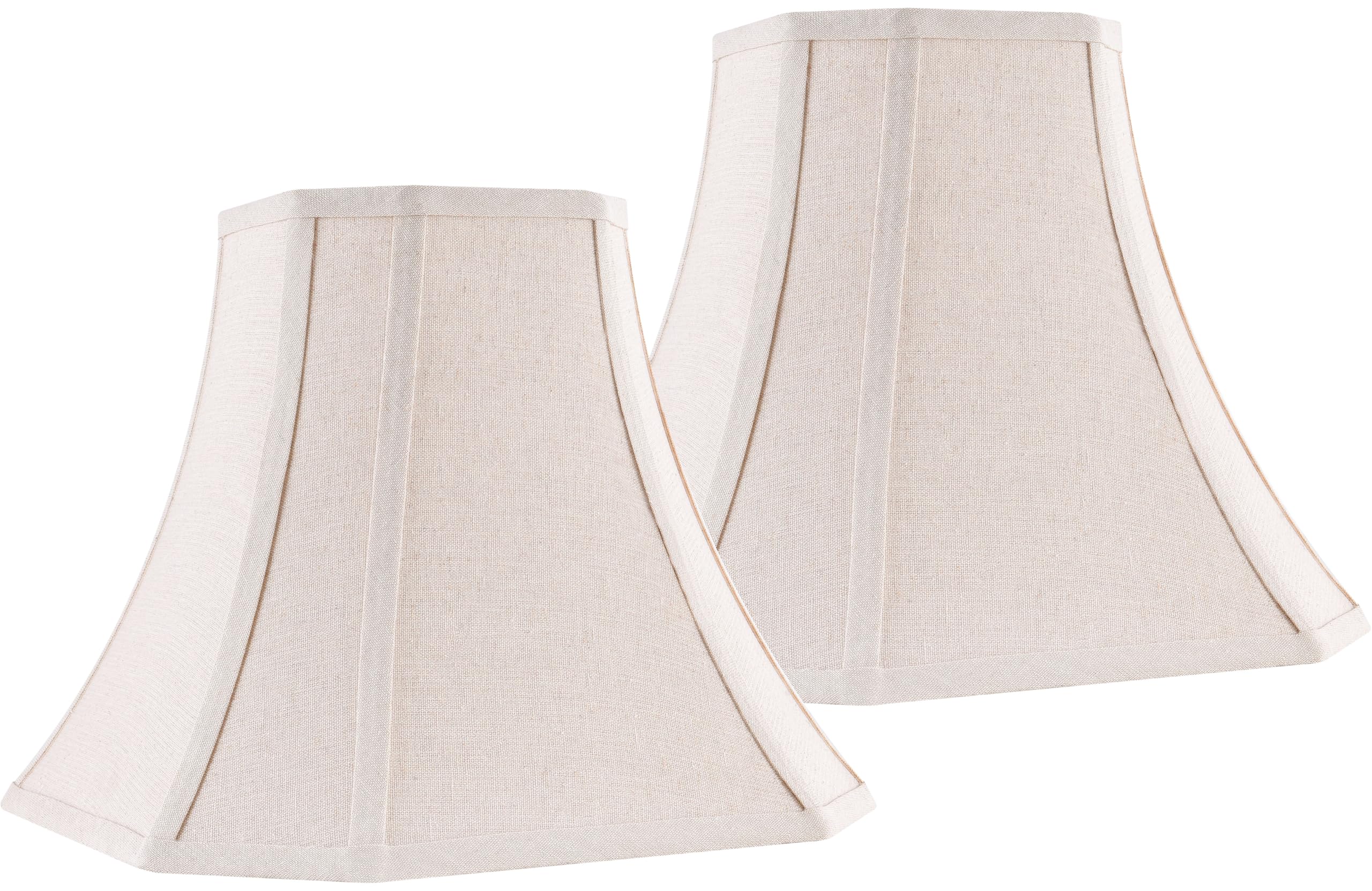 Jerhous Beige Square Cut Corner Bell Lamp Shade Set Of 2 Medium Linen Lampshade 6.5``Top×13``Bottom×10.6``Hight(Spider) Vintage Lamp Shade For Table & Floor Lamp - Lampshade Replacement
