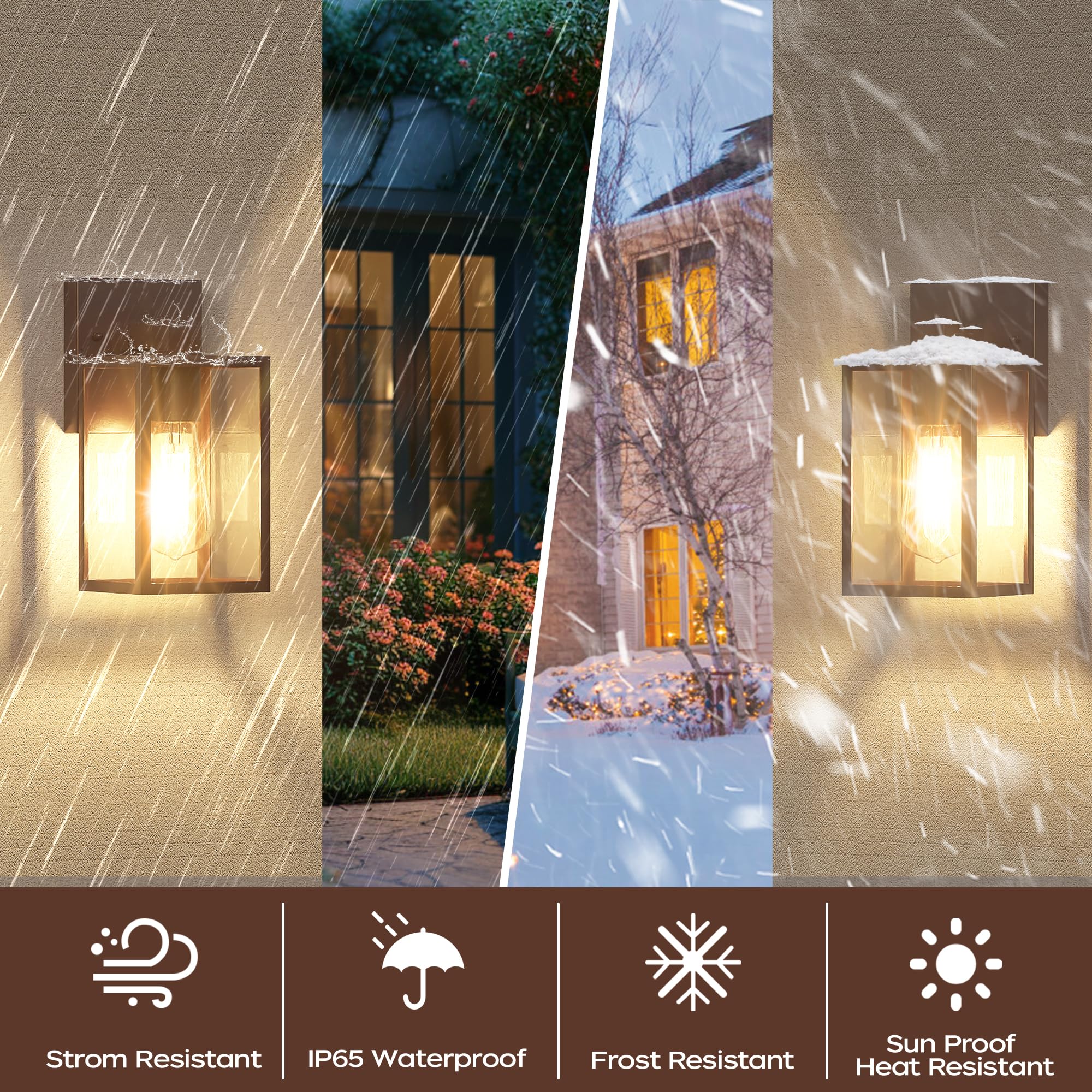 Oil Rubbed Bronze Outdoor Front Porch Light Fixture Wall Mount, Led Exterior Lighting Fixtures, Waterproof Wall Sconce Lantern L