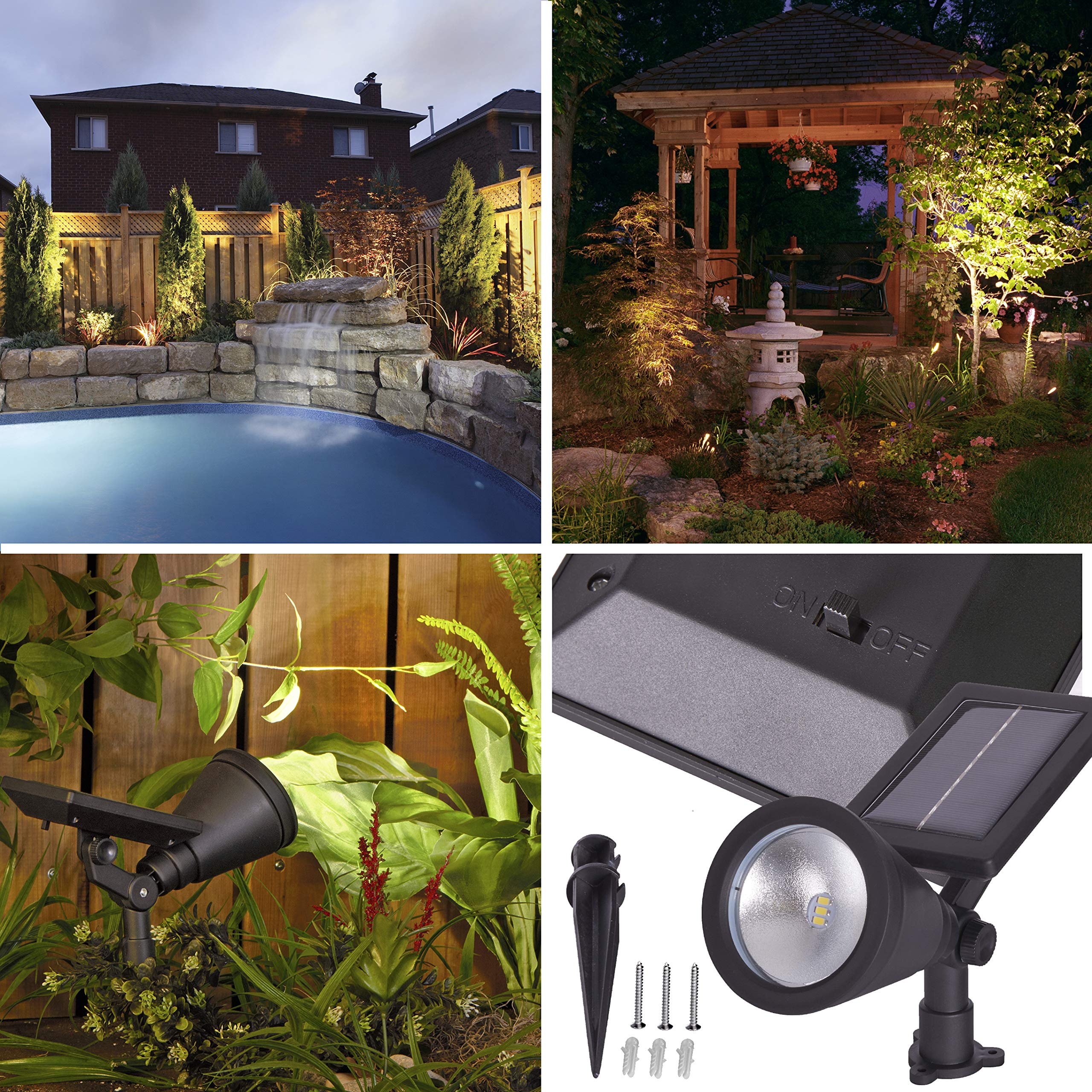Sterno Home Outdoor Solar LED Black Light Kit, Waterproof Security Lighting, 2 Pack, Black, Model GL40460