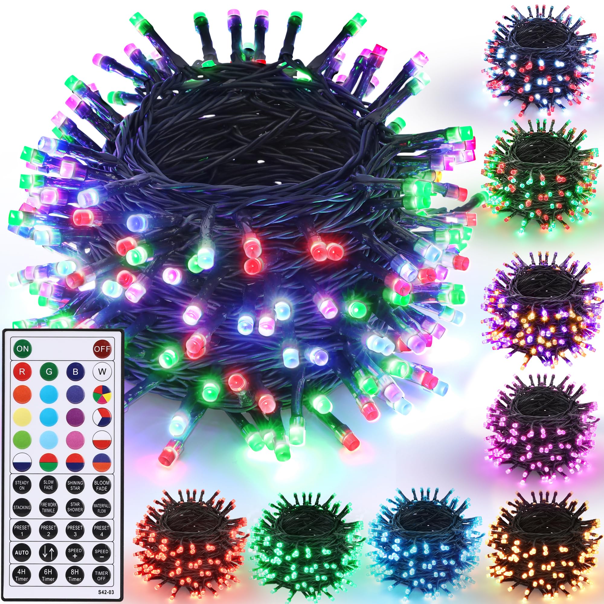 Joomer Color Changing Christmas Lights, 66Ft 200 Led Rgb Xmas Tree Lights With Remote Outdoor Christmas Lights Mini Christmas Tr