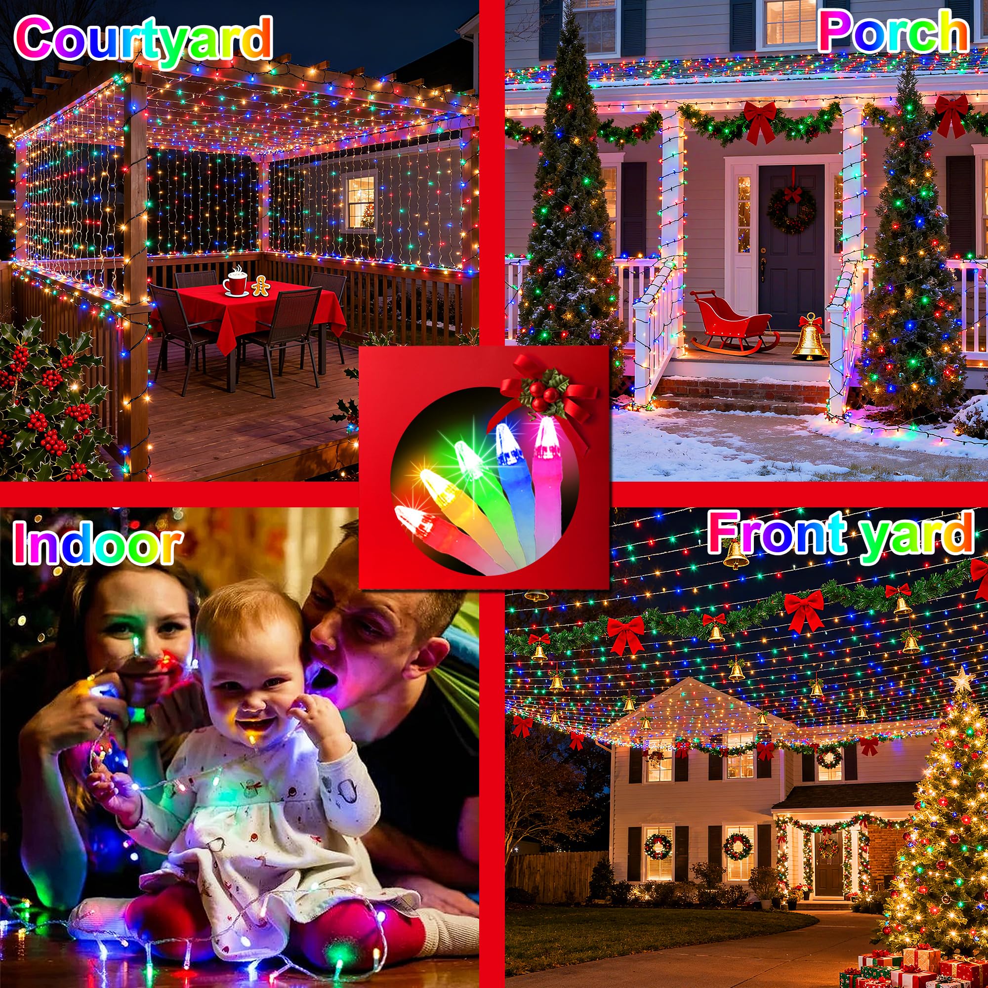 750Led Christmas Lights Outdoor Use  240Ft 12 Modes Multicolor Led String Lights With Timer Dimmable  Waterproof Christmas Tree Lights For Xmas Patio Yard Fence Balcony Garden Decor Multicolor