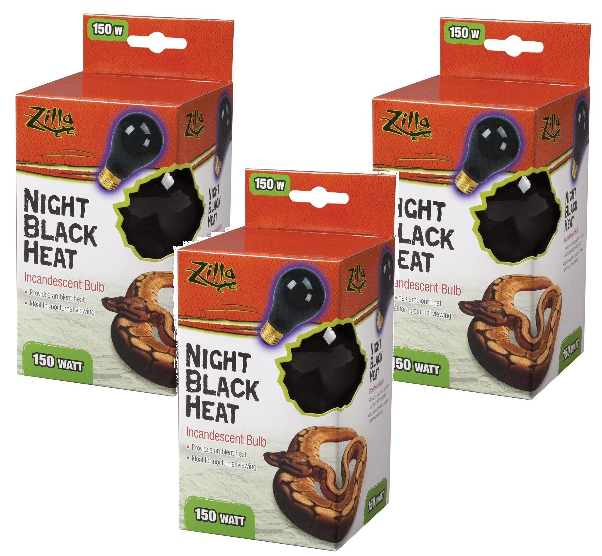 Zilla Night Black Incandescent Bulb 150 Watt (3 Pack)