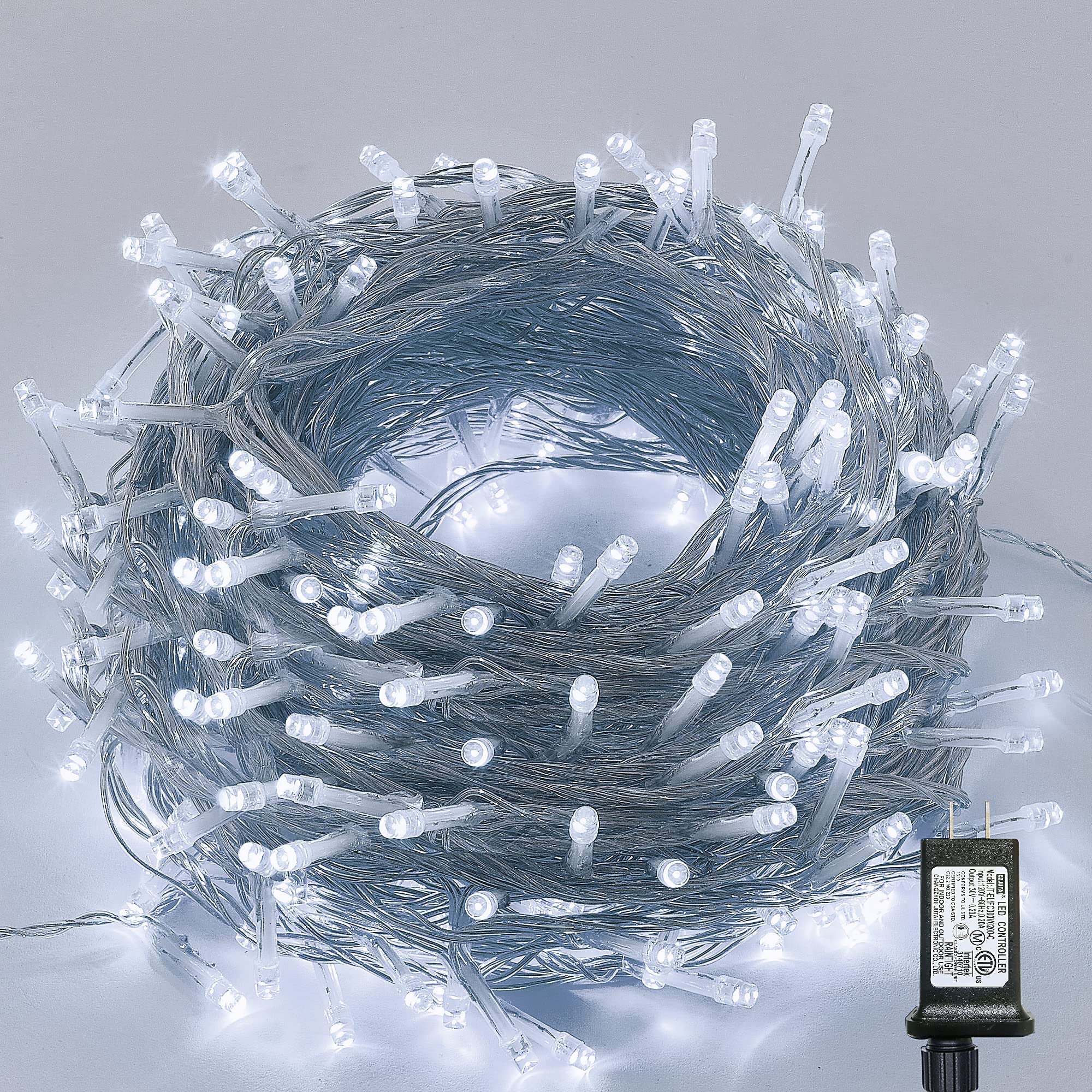 Ljlnion 300 Led String Lights Outdoor Indoor, Extra Long 98.5Ft Super Bright Christmas Lights, 8 Lighting Modes, Plug In Waterpr