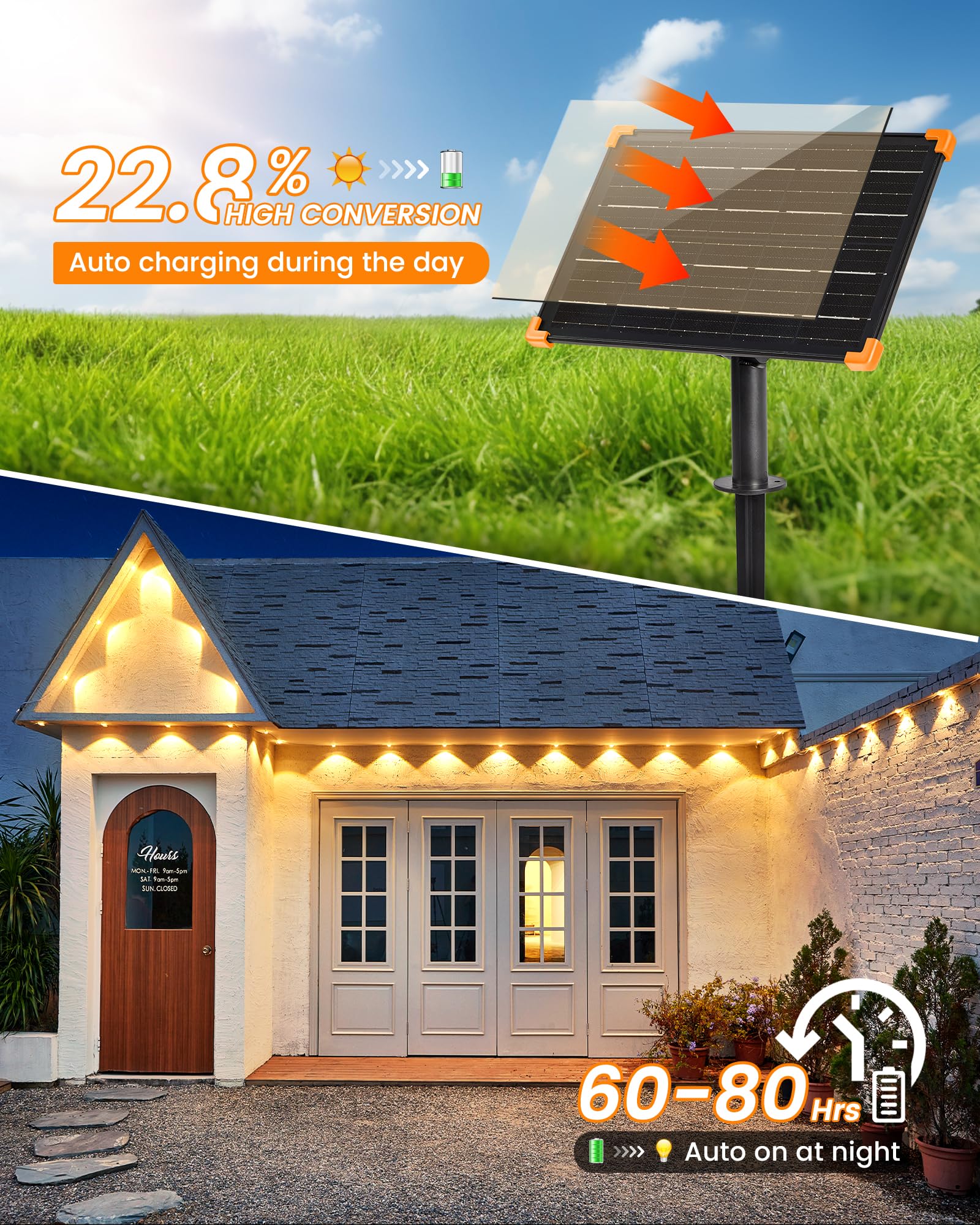 Thumok Solar Strip Lights, IP67 Waterproof, Smart RGB Eaves Lights, 32.8FT, Warm White, Outdoor Fence Decor