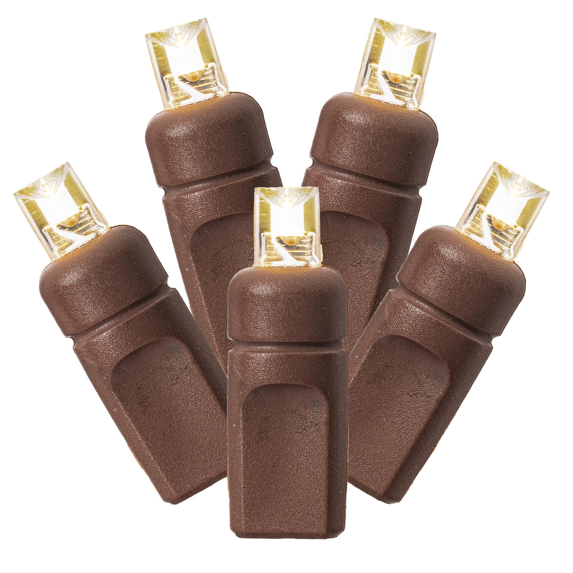 Vickerman 25 Christmas Light Set - 50 Warm White Wide Angle LED Single Mold Lights - Brown Light Strand - Reliable and Durable 