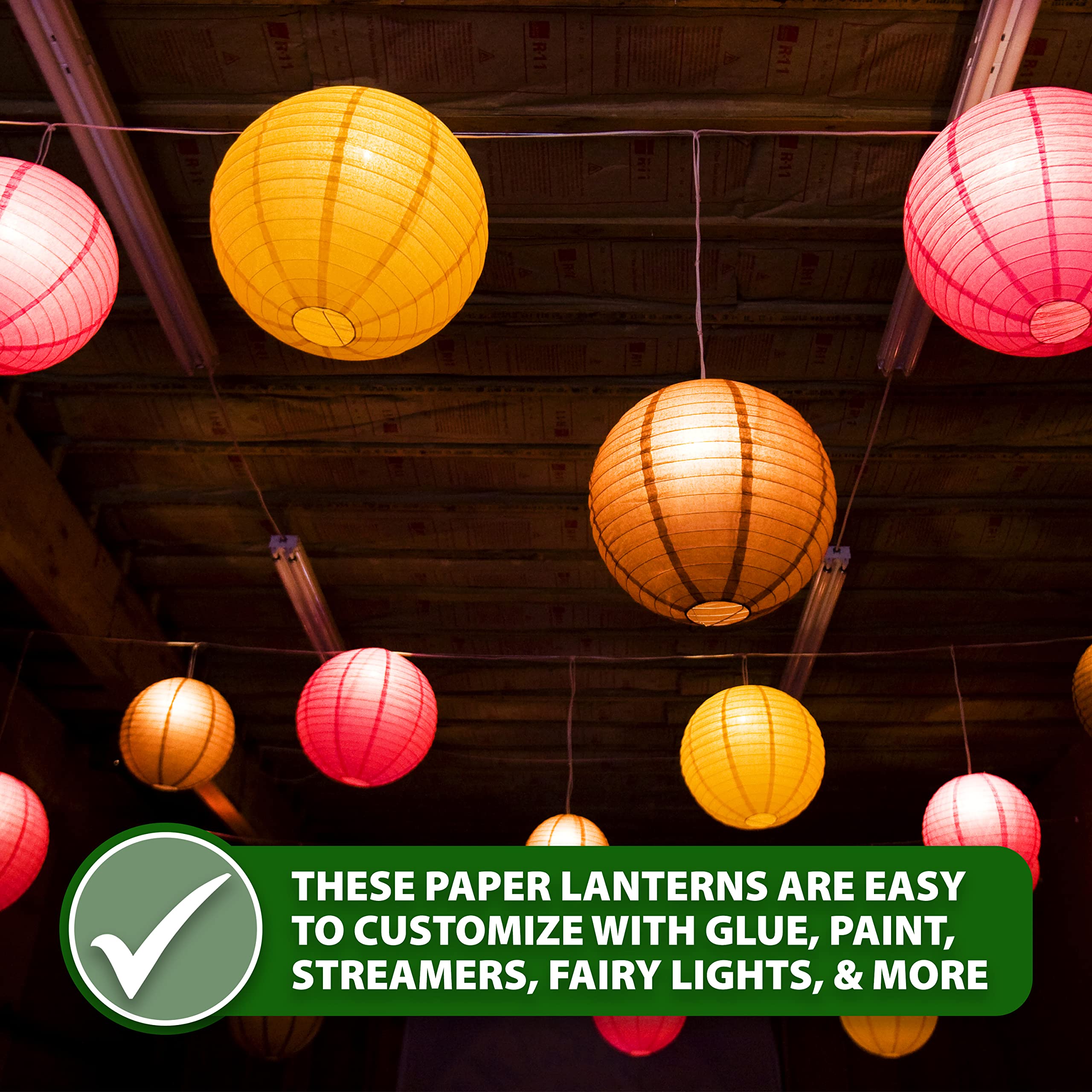Mudra Crafts Dark Green Paper Lanterns Wedding Party Decorations - 12 In 10 Round Japanese Chinese Lanterns Decorative Hanging C