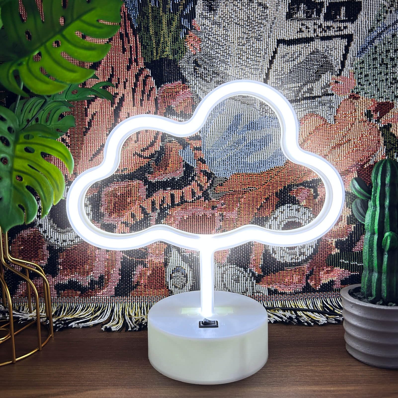VIFULIN Cloud Neon Light Sign, White LED Room Decor, USB/Battery Powered, 7x10.5in, Model QDJZNHD.Z002W