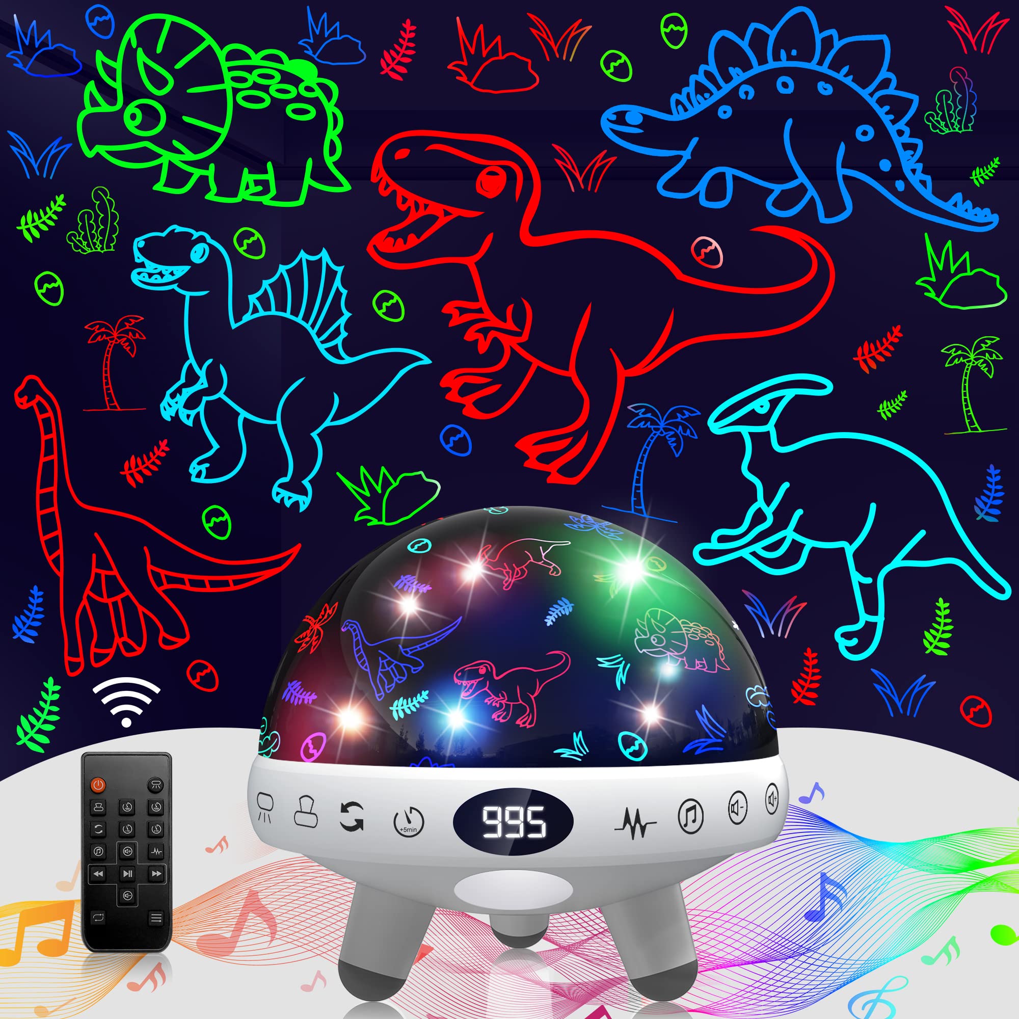 Yachance Dinosaur Night Light Projector For Kids With Timer & Remote - Perfect Gifts For Boys