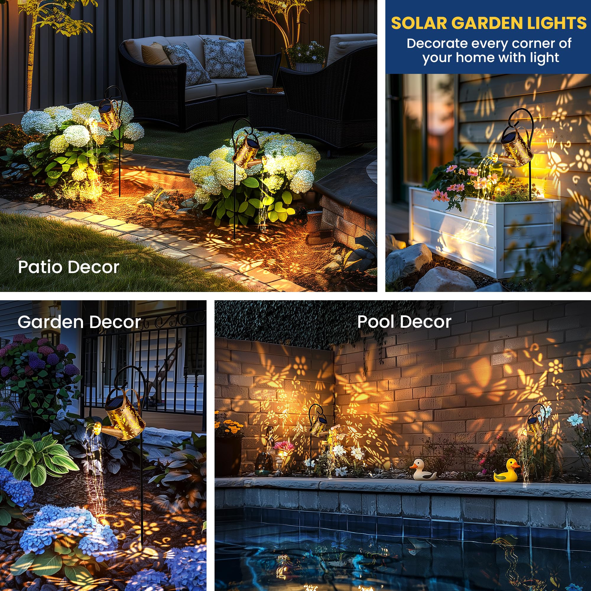 Patiopia Solar Lights Outdoor Garden Decor  Solar Lanterns Watering Can Lights Gardening Gifts For Mom Women Grandma Birthday  Hanging Lights Outdoor Decoration For Yard Porch Patio Backyard