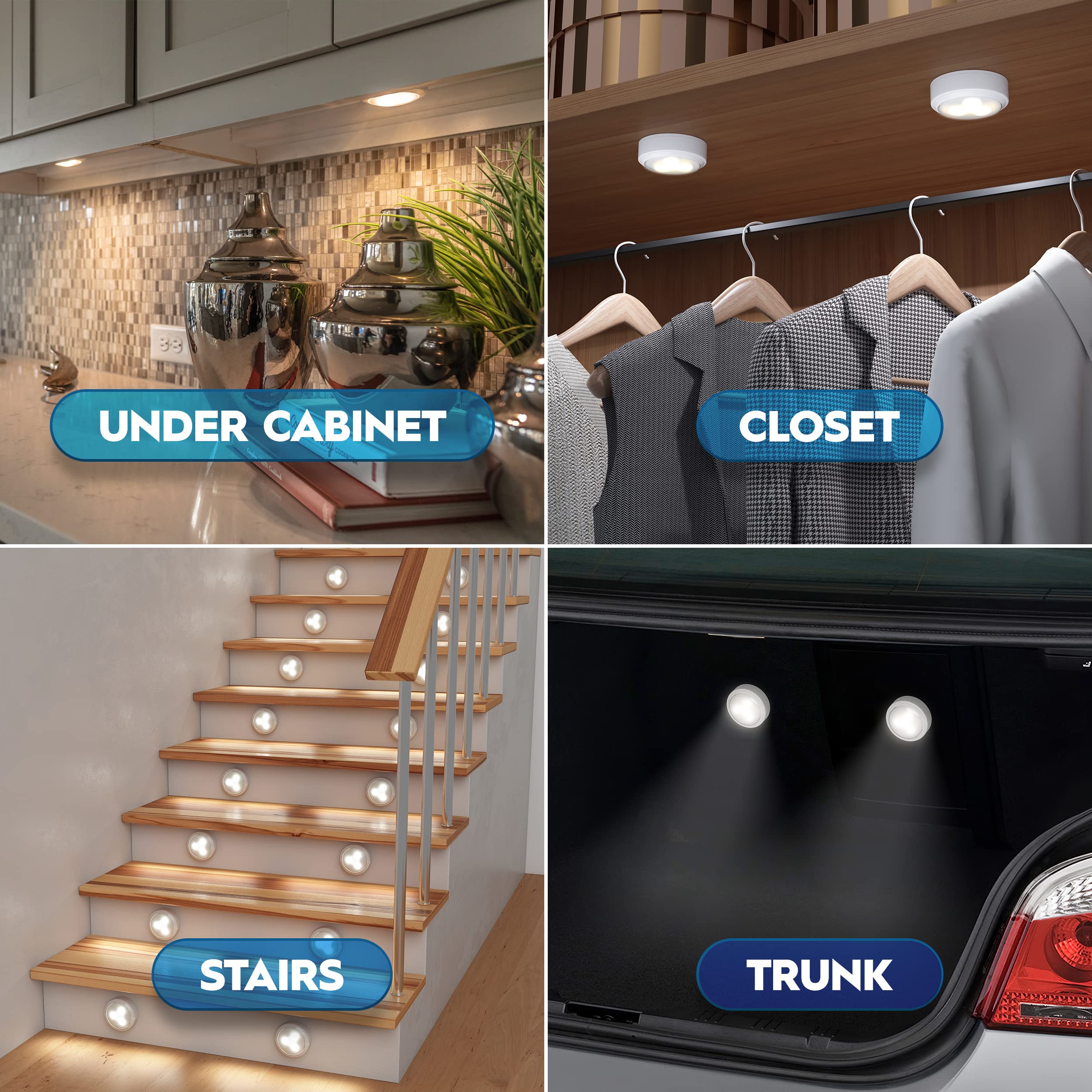 Brilliant Evolution LED Puck Light | Wireless LED Under Cabinet Lighting | Under Counter Lights for Kitchen | Battery Operated L