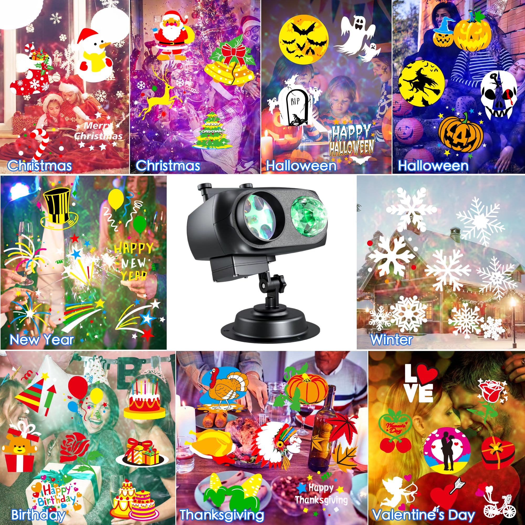 Nazuwke Projector Lights for Halloween & Christmas, 3D Ocean Wave & 72 HD Patterns, Remote Control, Multicolor, Model SE508