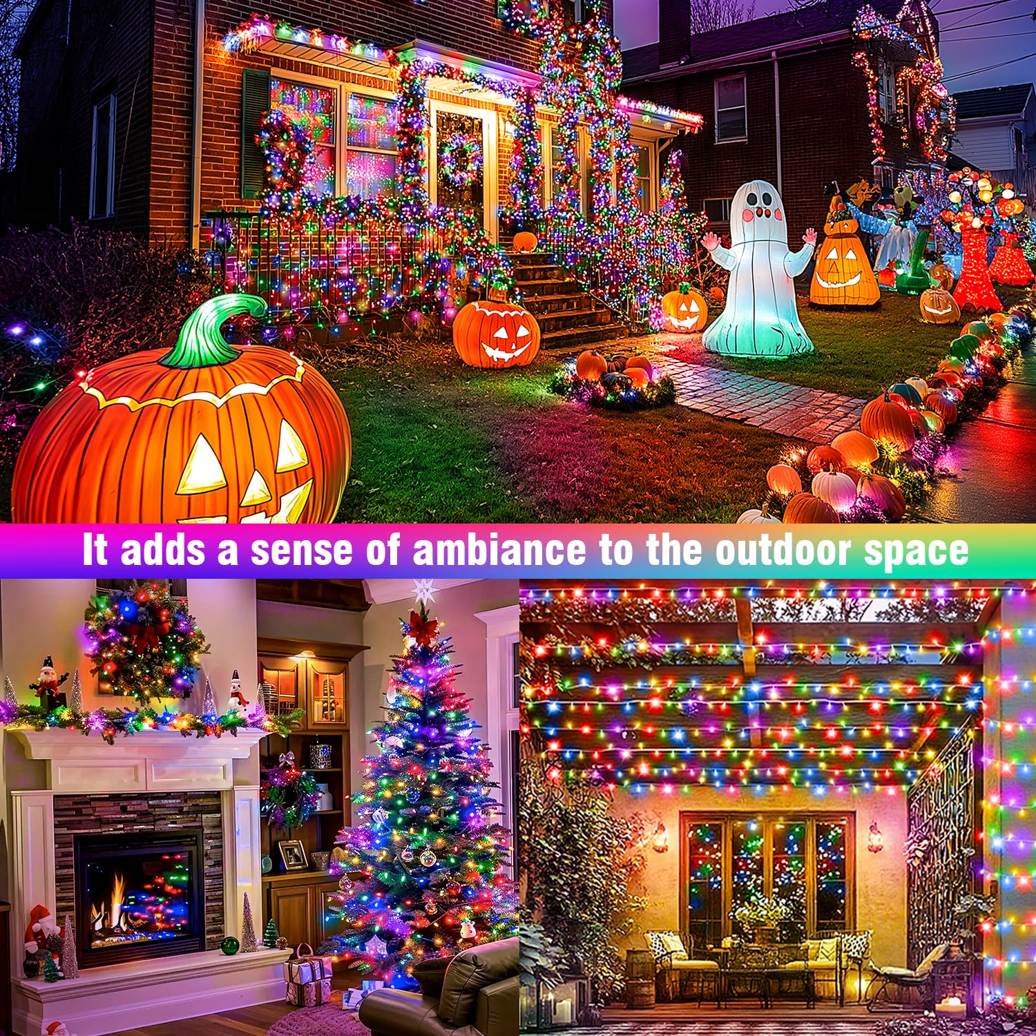 Wastroyal 70Ft Multicolor String Lights  210 Led Seasonal Fairy Lights Waterproof With 8 Modes  Indoor Outdoor Decorative Lighting For Christmas Tree  Parties  Wedding  Patio  Garden