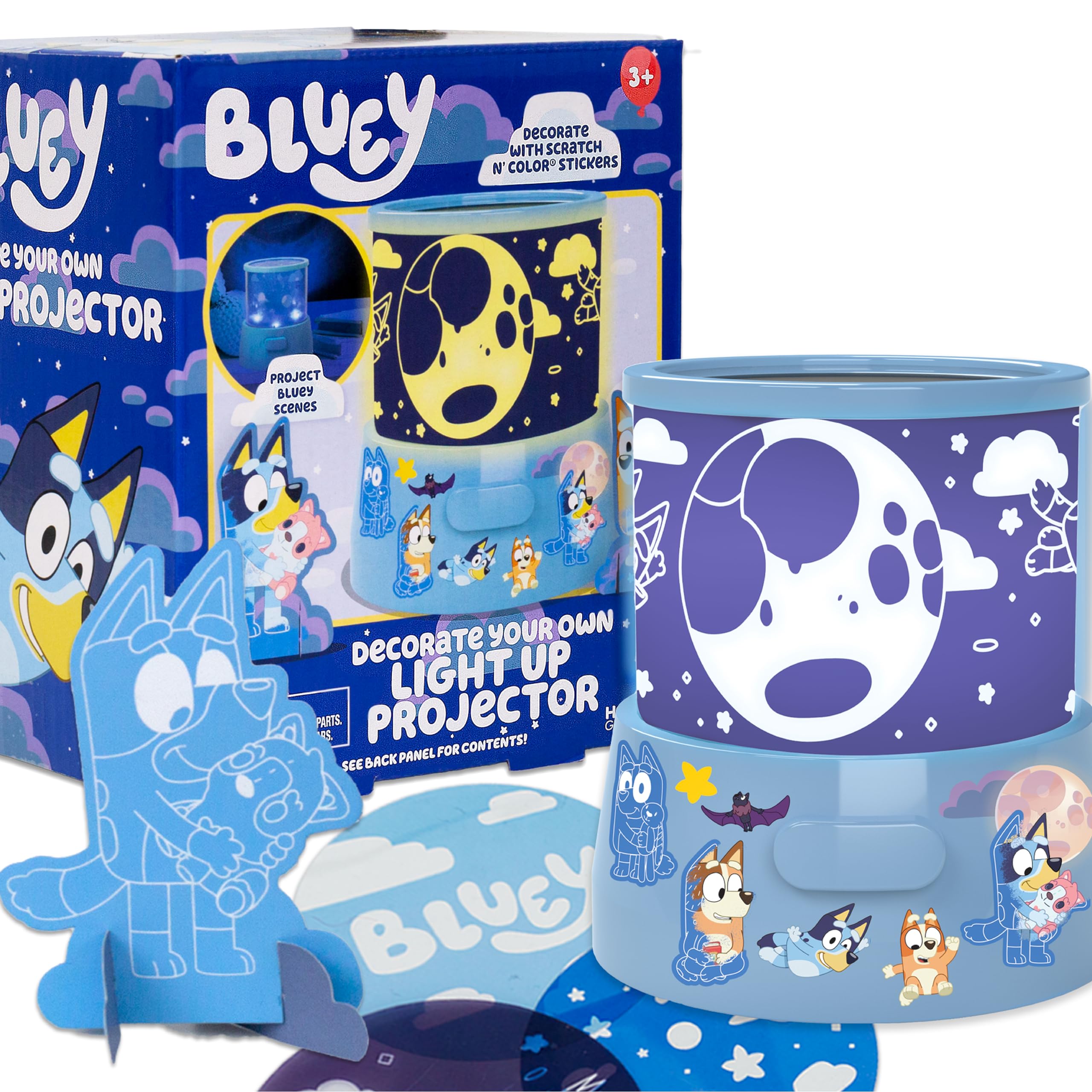 Bluey Light Up Projector Night Light for Kids, 4.38x4.7 inches, Plastic, Multi, Model 226541