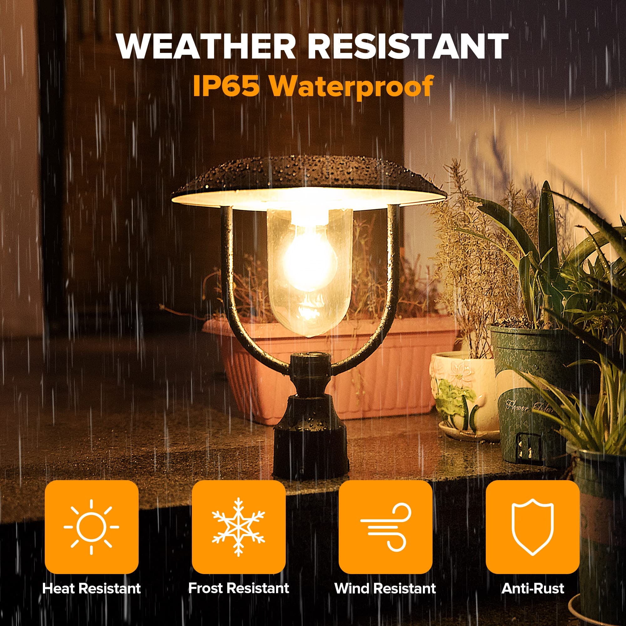 LUTEC Solar Lamp Post Light, Dusk to Dawn, Waterproof Black Aluminum, 1 Pack, Model 6940006012