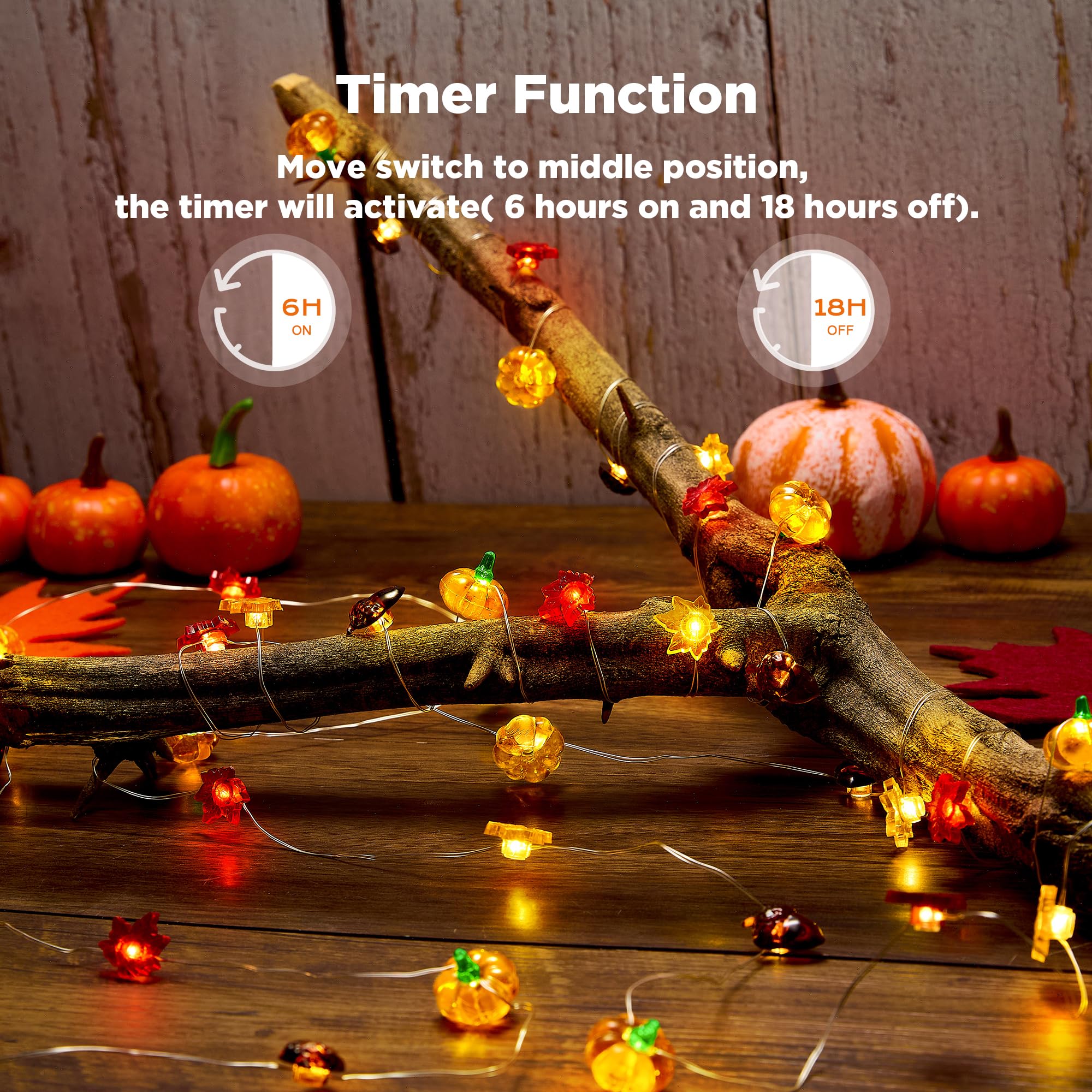 Blctec Thanksgiving Decorations 12.8Ft 40 Led String Lights With Acorn  3D Pumpkins & Maple Leaves  Battery Operated Fall Fairy Lights With Timer For Indoor Outdoor Thanksgiving Decor