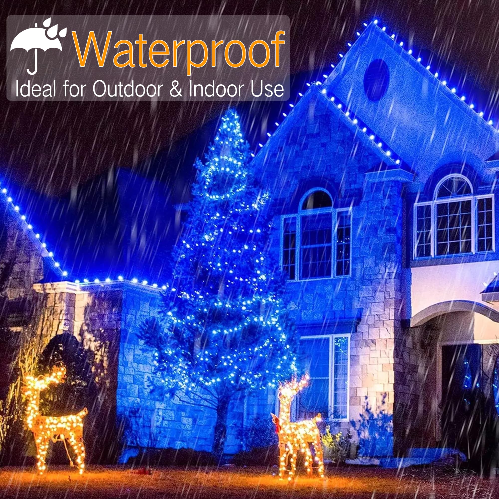 Brizled Blue Christmas Lights, 33Ft 100 Led 5Mm Wide Angle Gentle Twinkle Christmas String Lights, 120V Ul Certified Connectable Xmas Tree Lights Outdoor Blue Light For Christmas Tree Party Home Decor