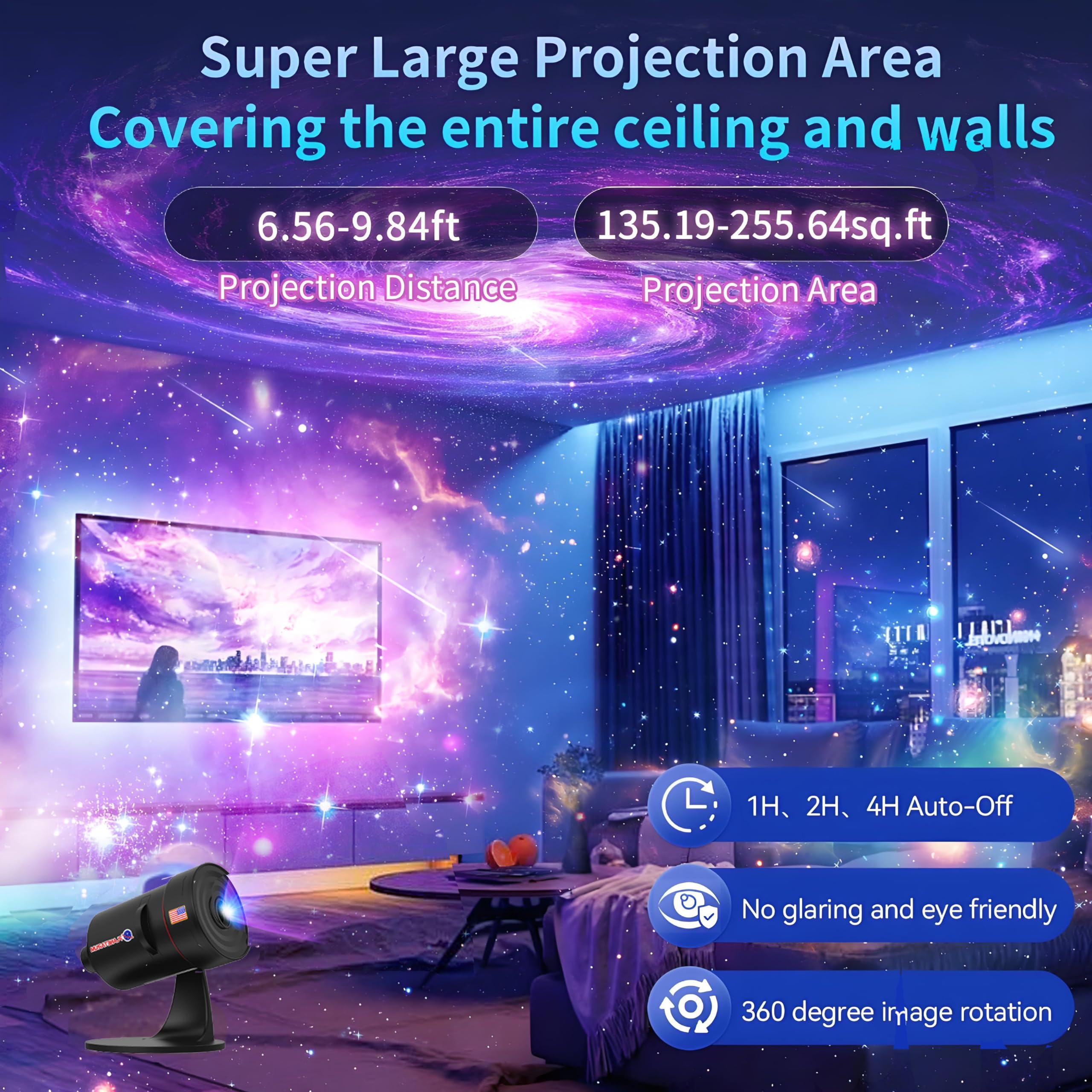 [2025 8th Gen] Star Projector, Galaxy Projector for Bedroom Night Light with Timer, Mood Lighting, Solar System Realistic Space
