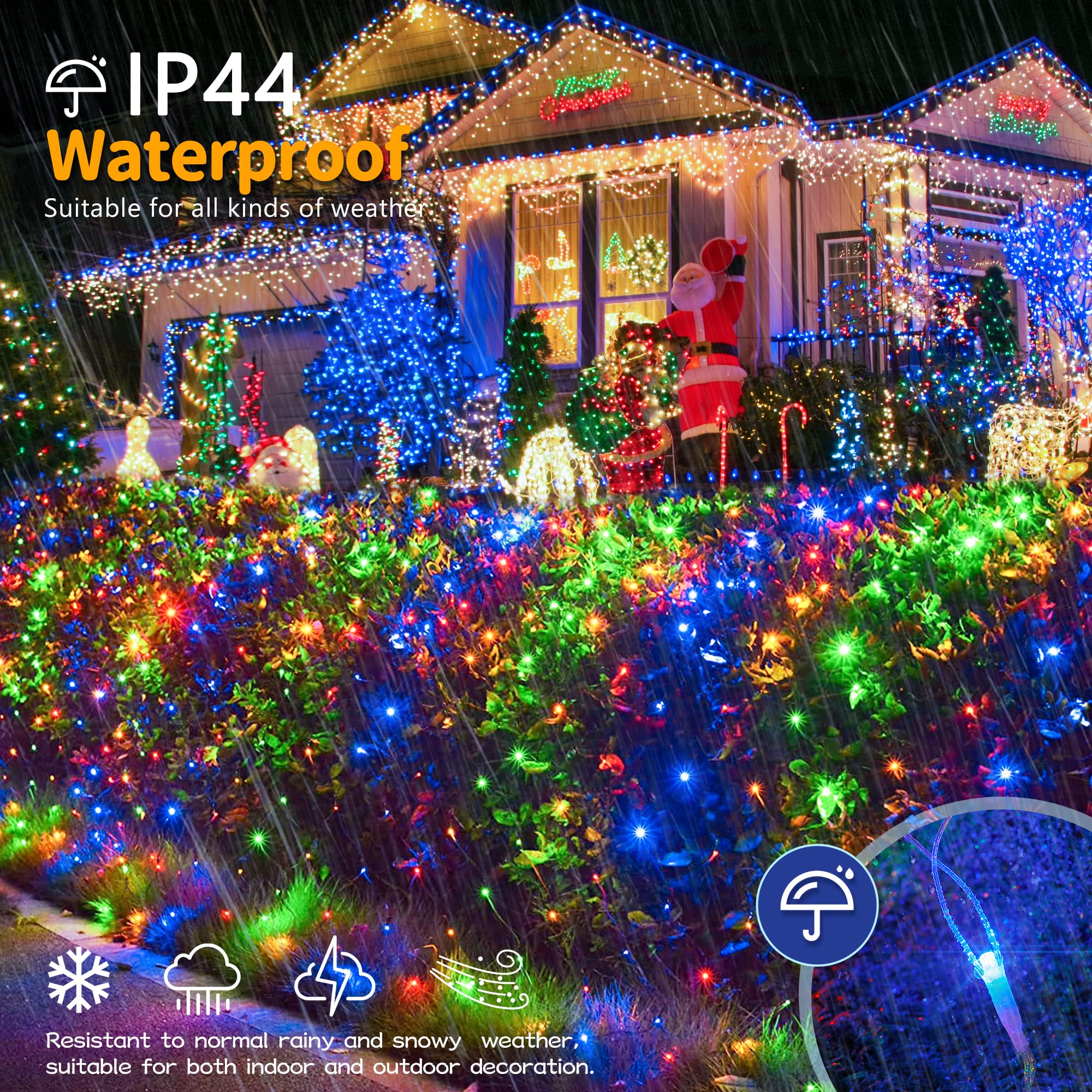 HEYFUNi 192 LED Net Lights, Waterproof Christmas Mesh Lights for Indoor/Outdoor, 9.8ft x 6.6ft, Multicolor, Model QX-U-O-N-192