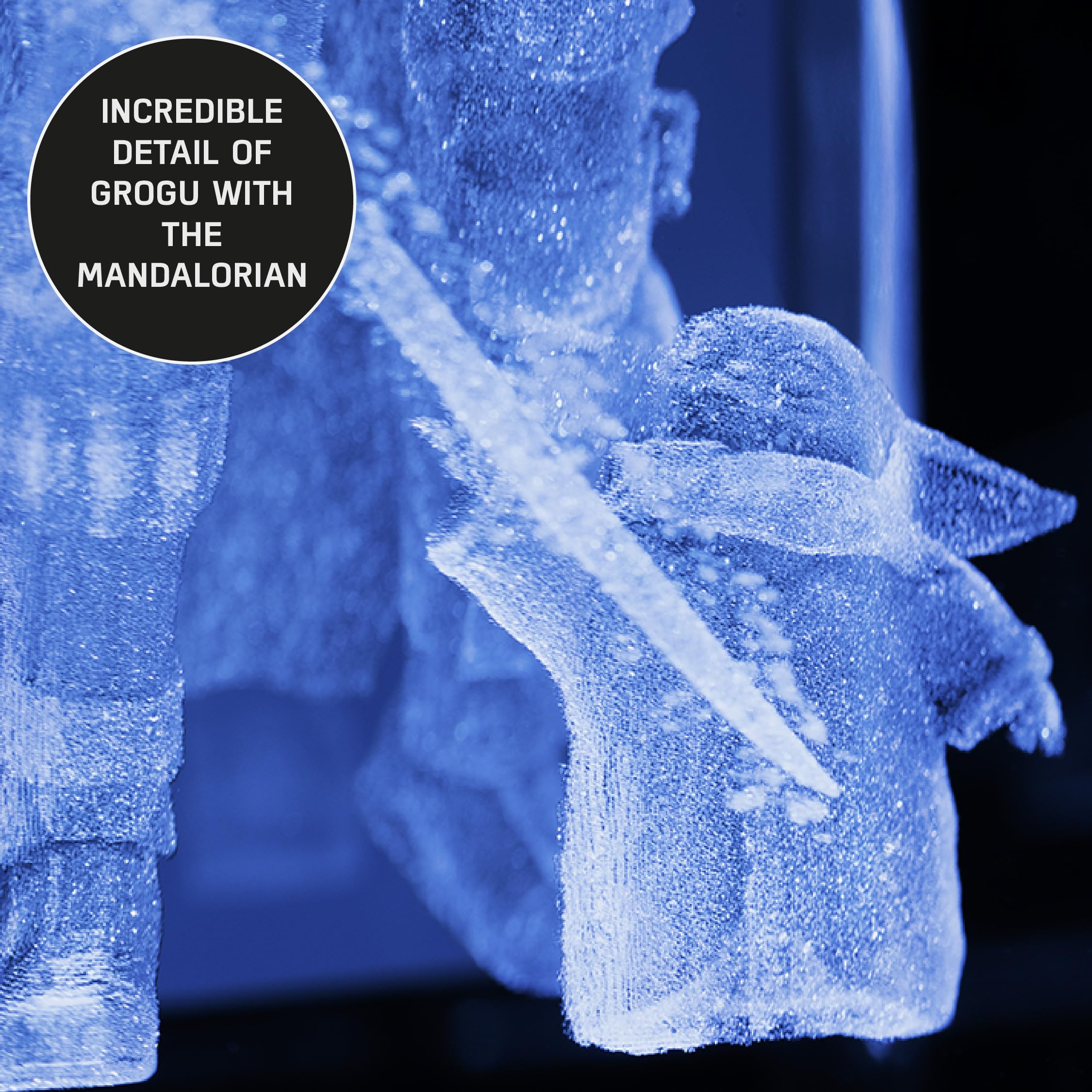 Paladone The Mandalorian Holographic Light, 3D Laser-Etched Crystal Model of The Mandalorian and Grogu, 12cm (4.7) Tall Lighting