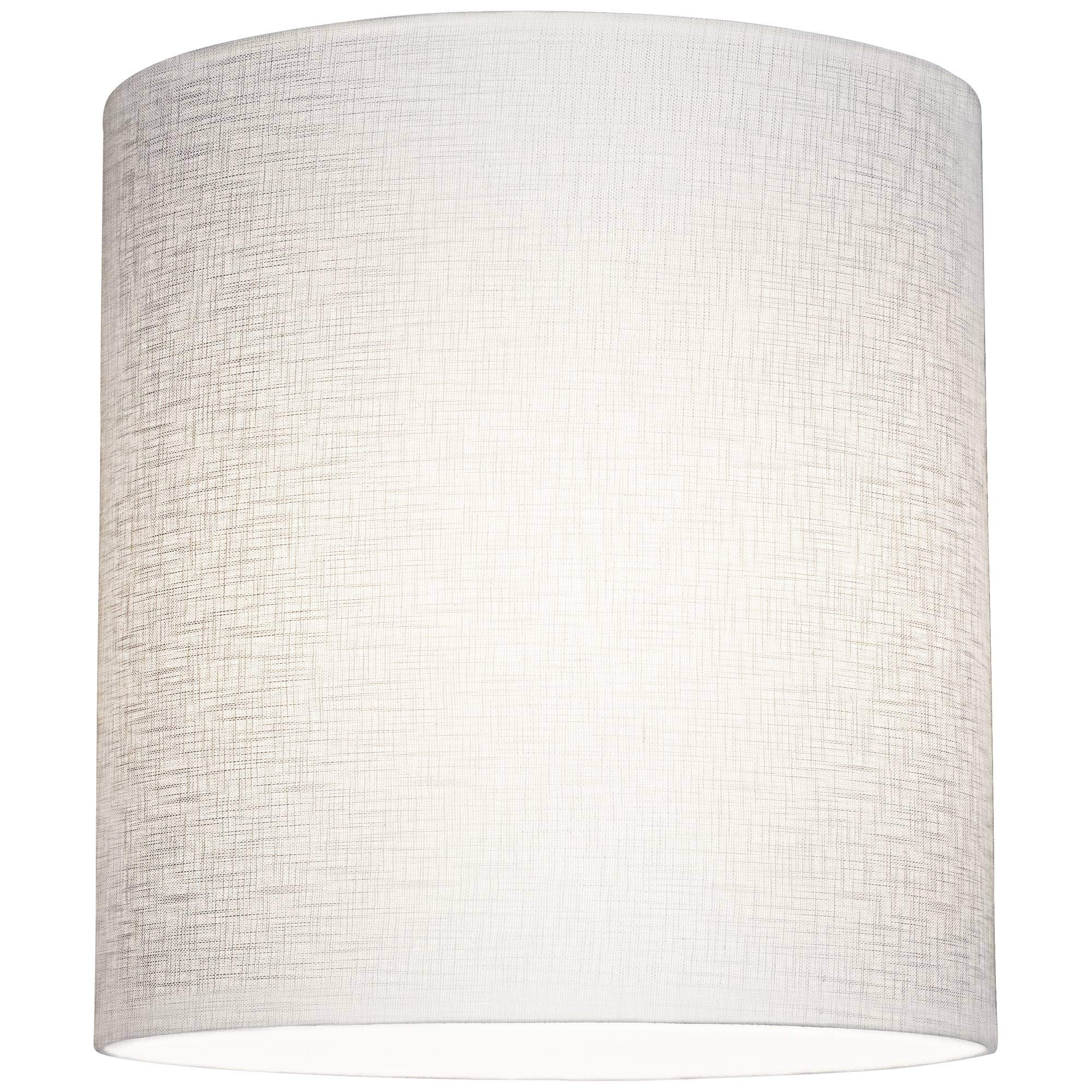 White Tall Linen Medium Drum Lamp Shade 14&quot; Top X 14&quot; Bottom X 15&quot; High (Spider) Fully Assembled Replacement With Harp And Finial For Table Lamps - Springcrest