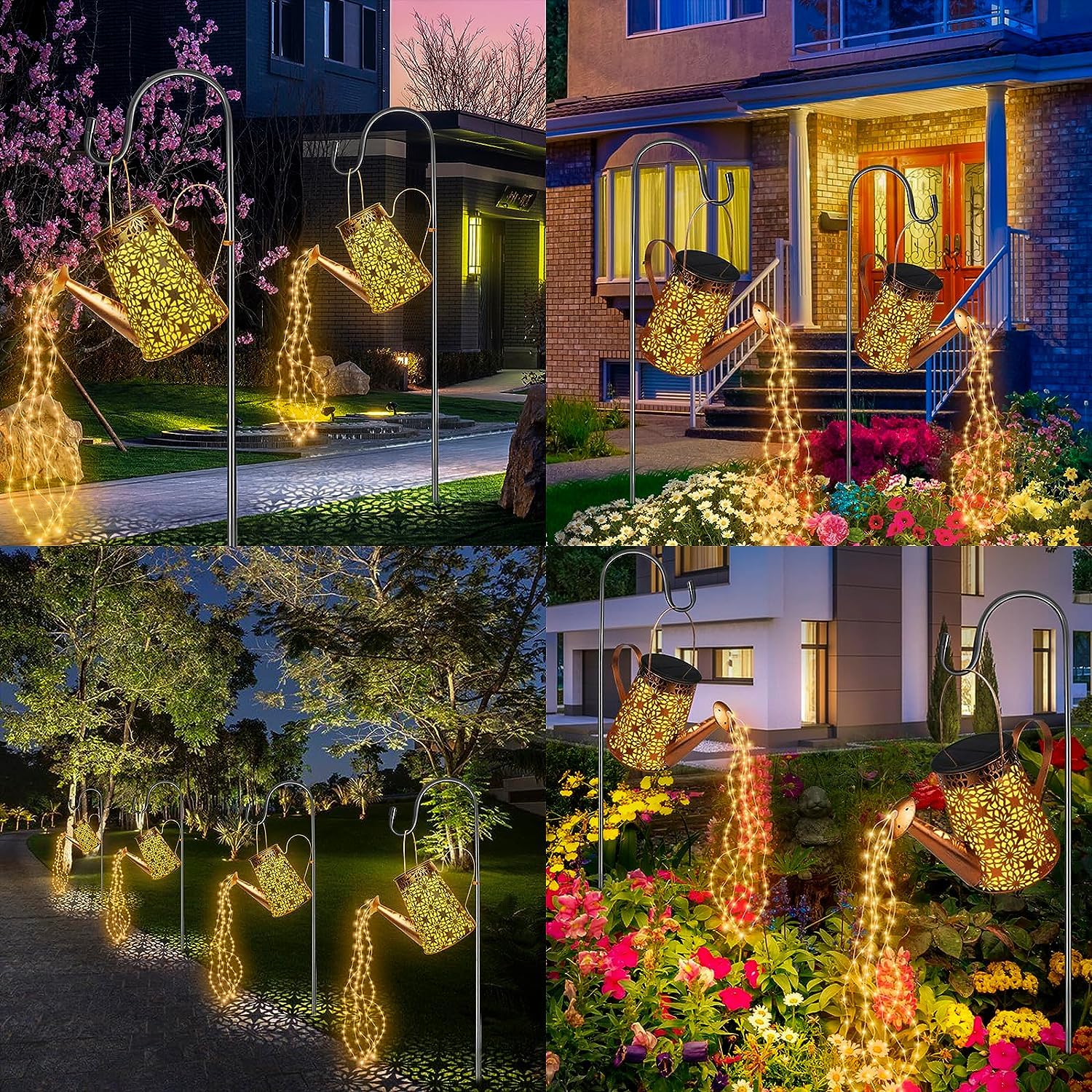 Forlivese Solar Watering Can Lights - 2Pcs Waterproof 36Led Outdoor Garden Decor, Yellow