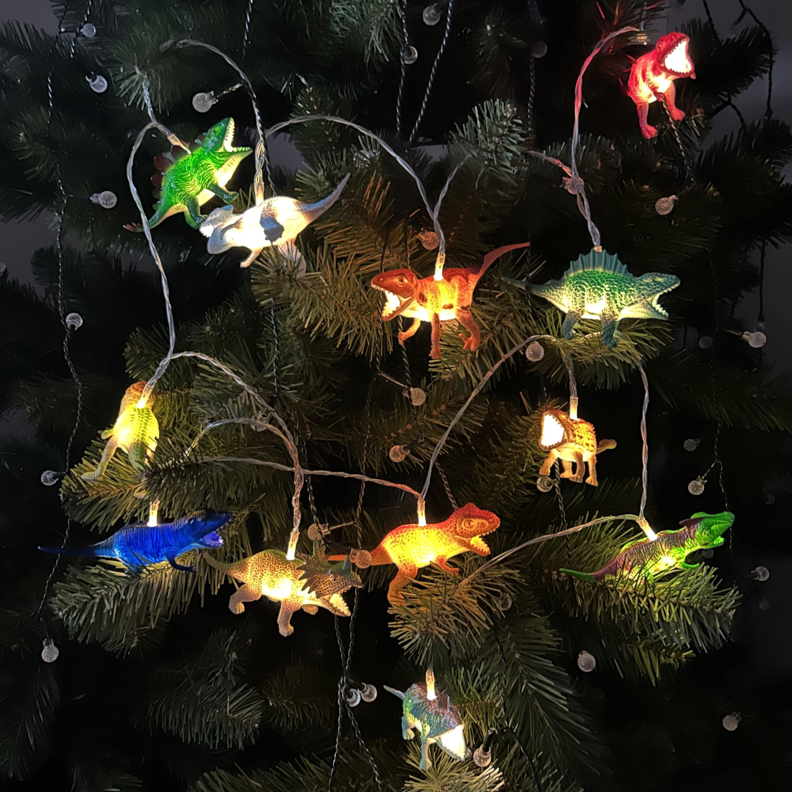 Hoolight Dinosaur String Lights - 12 LED Battery Operated Decor - 8 Modes for Kids' Room, Christmas Party, Bedroom, Nursery, Model TZDS123