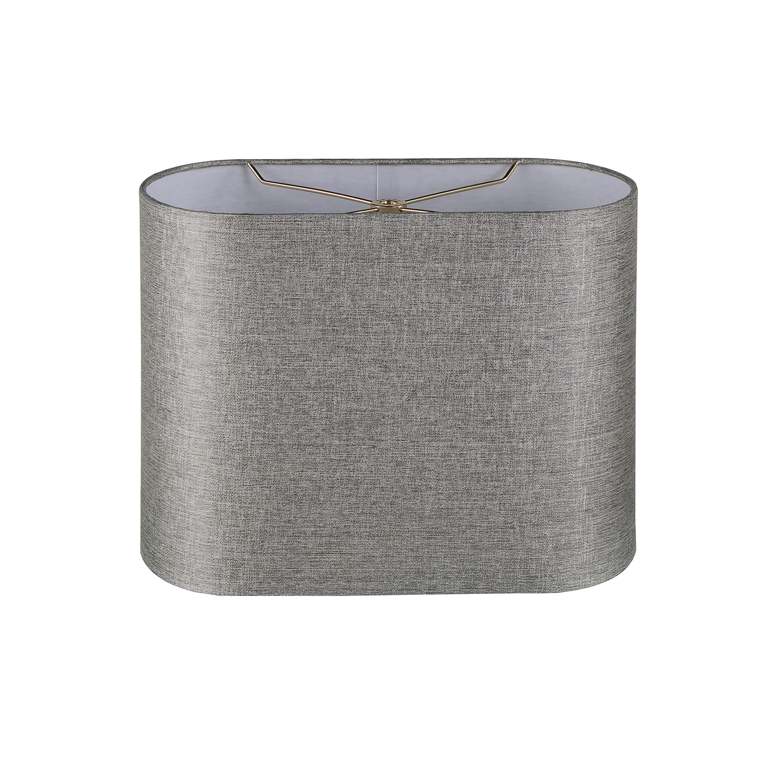 Aspen Creative 37002, Hardback Oval Barrel Contemporary Spider Shade, Grey Sliver Burlap Texture Fabric, 8+13-1/2&quot; Top x 8+13-1/2&quot; Bottom x 10-1/2&quot; Height