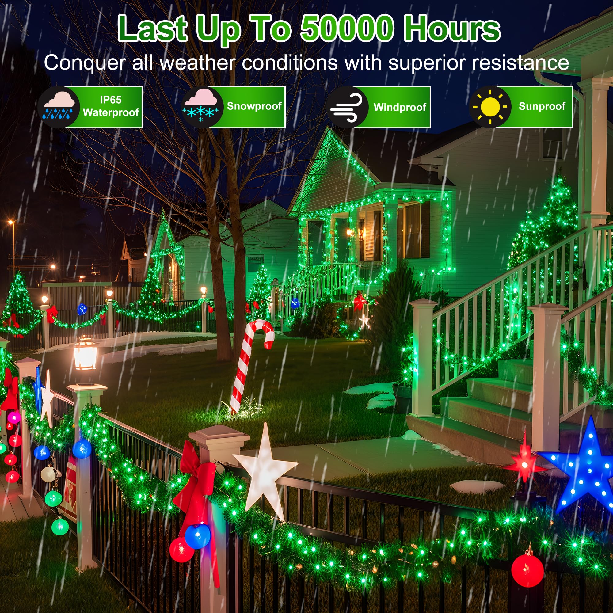 Xikengshq 1500Led Christmas Lights Outdoor Use  470Ft 12 Modes Green Led String Lights With Timer Dimmable  Waterproof Christmas Tree Lights For Xmas Patio Yard Fence Balcony Garden Party Decor Green