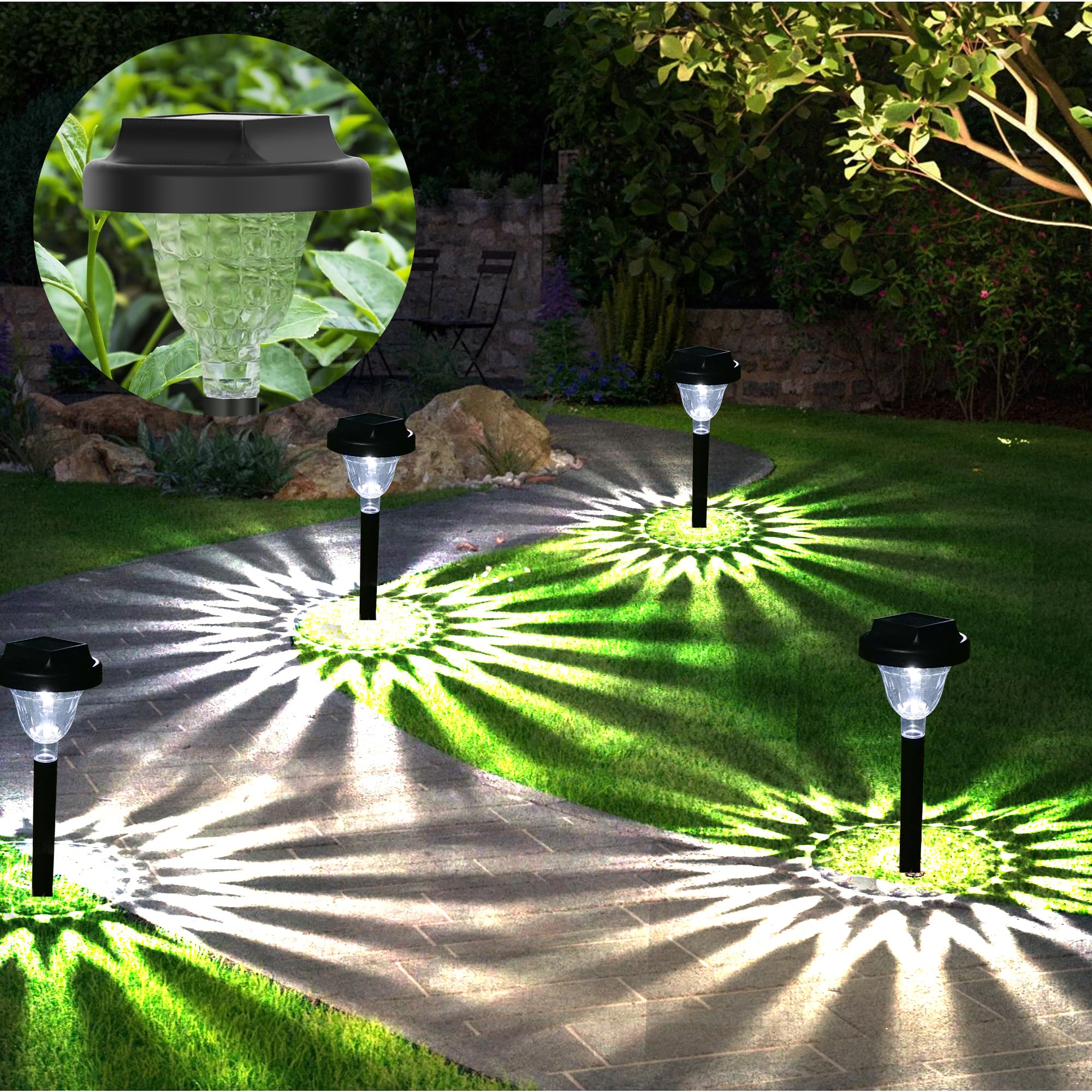 Siatom 10 Pack Bright Solar Outdoor Lights, Ip65 Waterproof, Auto On/Off, 6000K Led Pathway Lighting