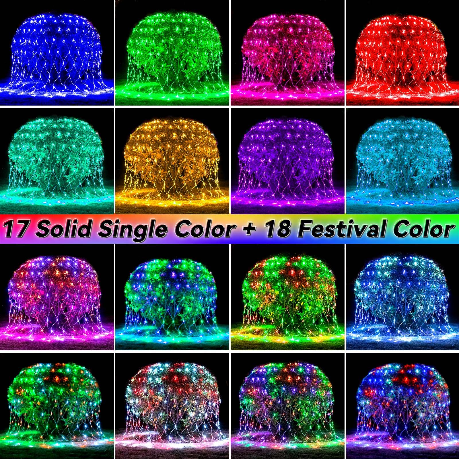 Lithome 10 X 10Ft Christmas Net Lights Outdoor  35 Colors Changing 240 Led Christmas Net Lights With Remote Connectable  9 Modes Rgb Mesh Light Plug In For Bushes  Xmas  Garden  Gazebo  Holiday Decor