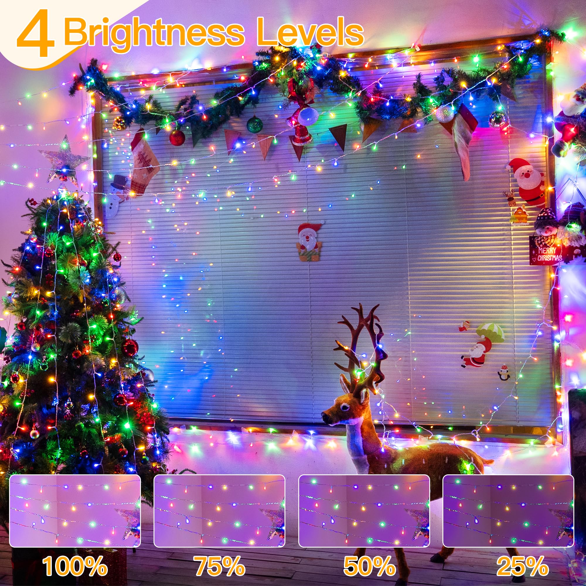 Ollny Christmas Lights Outdoor 400Led Multicolor Fairy Lights With Remote & Timer, 131Ft String Lights For Indoor/Outdoor Decorations