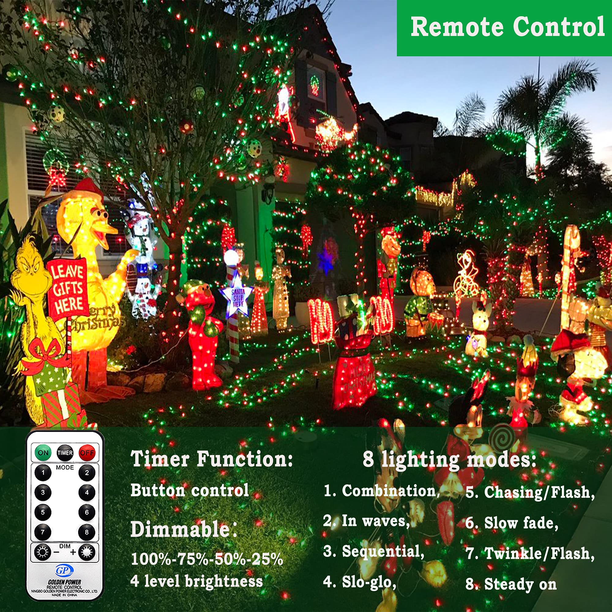 Knonew 403Ft 1000 Led Christmas String Lights Outdoor 8 Modes & Timer Fairy Light Plug In Waterproof Outside Lights For Xmas Yar