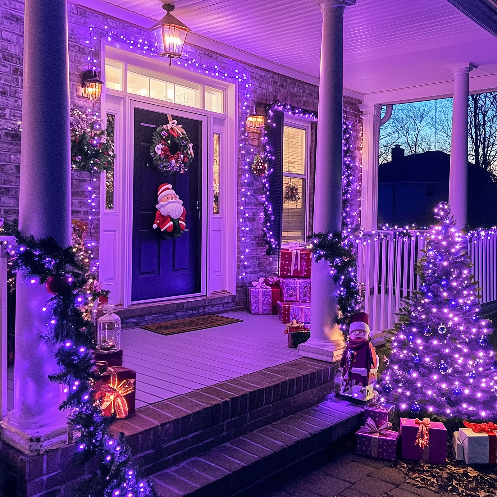 JMEXSUSS Christmas String Lights, 250 LED, 91.5ft, Purple, Waterproof, 8 Lighting Modes, Connectable for Outdoor Decorations