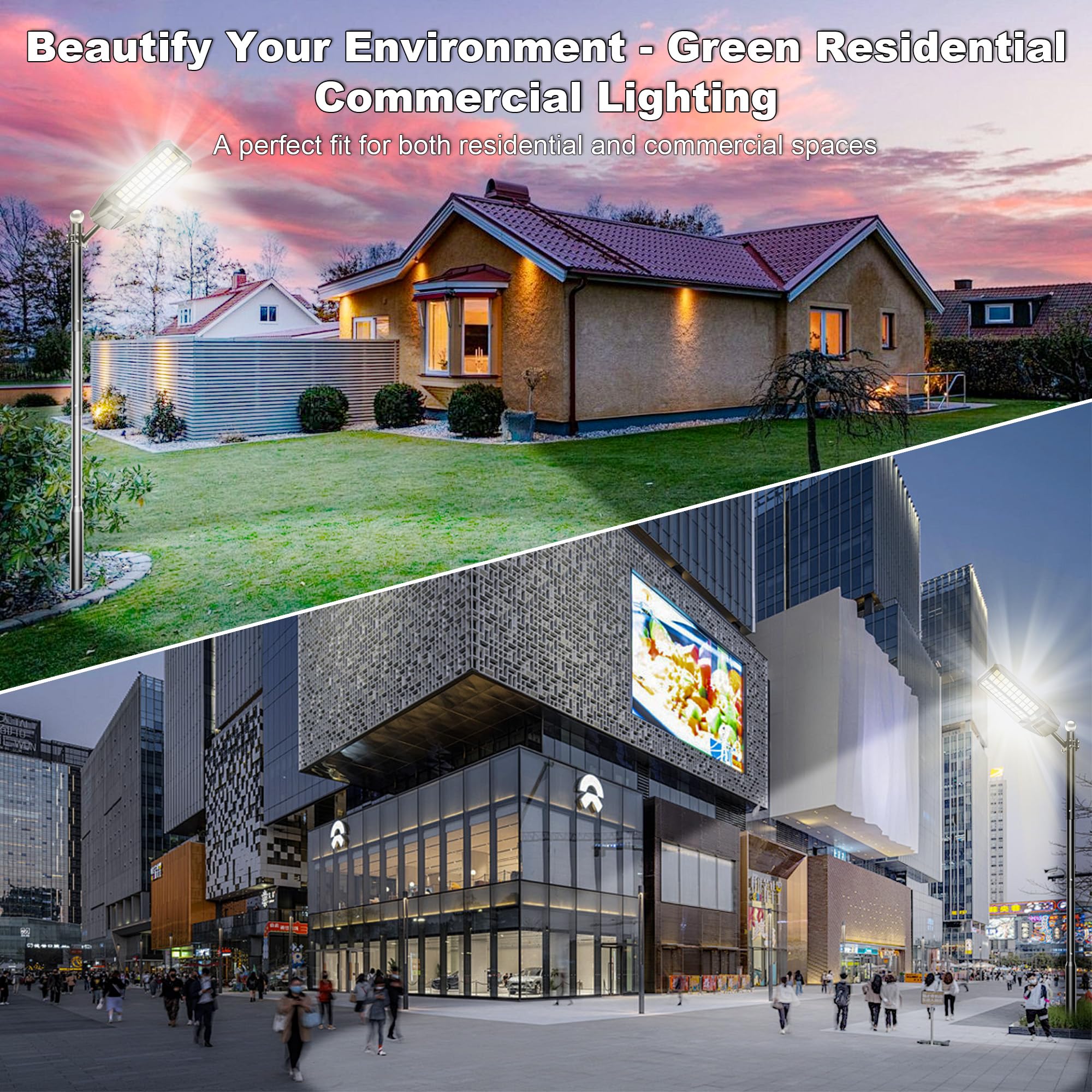 IOBZSM Solar Street Light 7000K 800000LM Auto On/Off Dusk to Dawn IP67 Waterproof Motion Sensor for Security & Outdoor Lighting