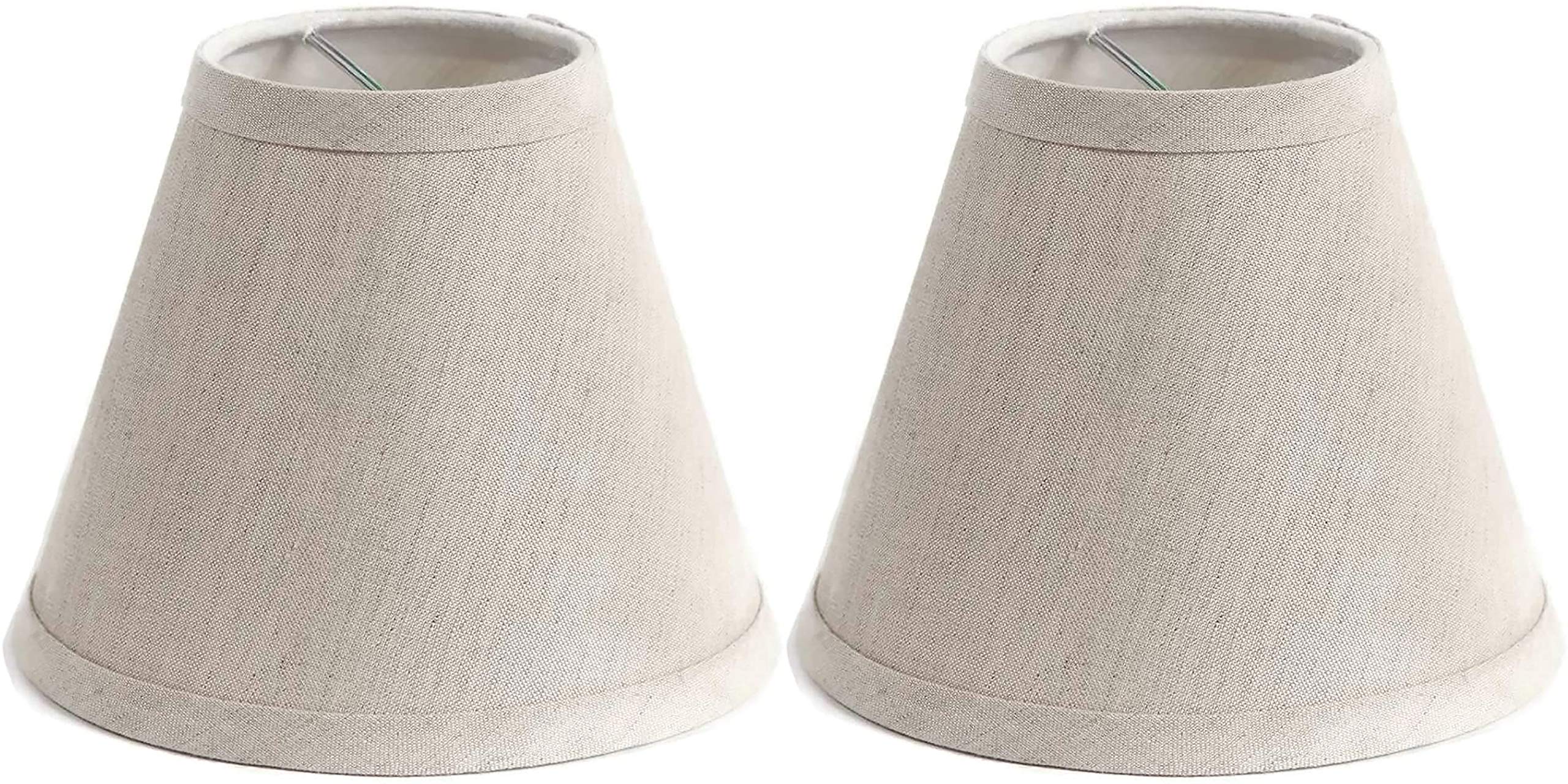 Urbanest Chandelier Lamp Shades, Hardback Clip On, Oatmeal, 6-inch, Set of 2